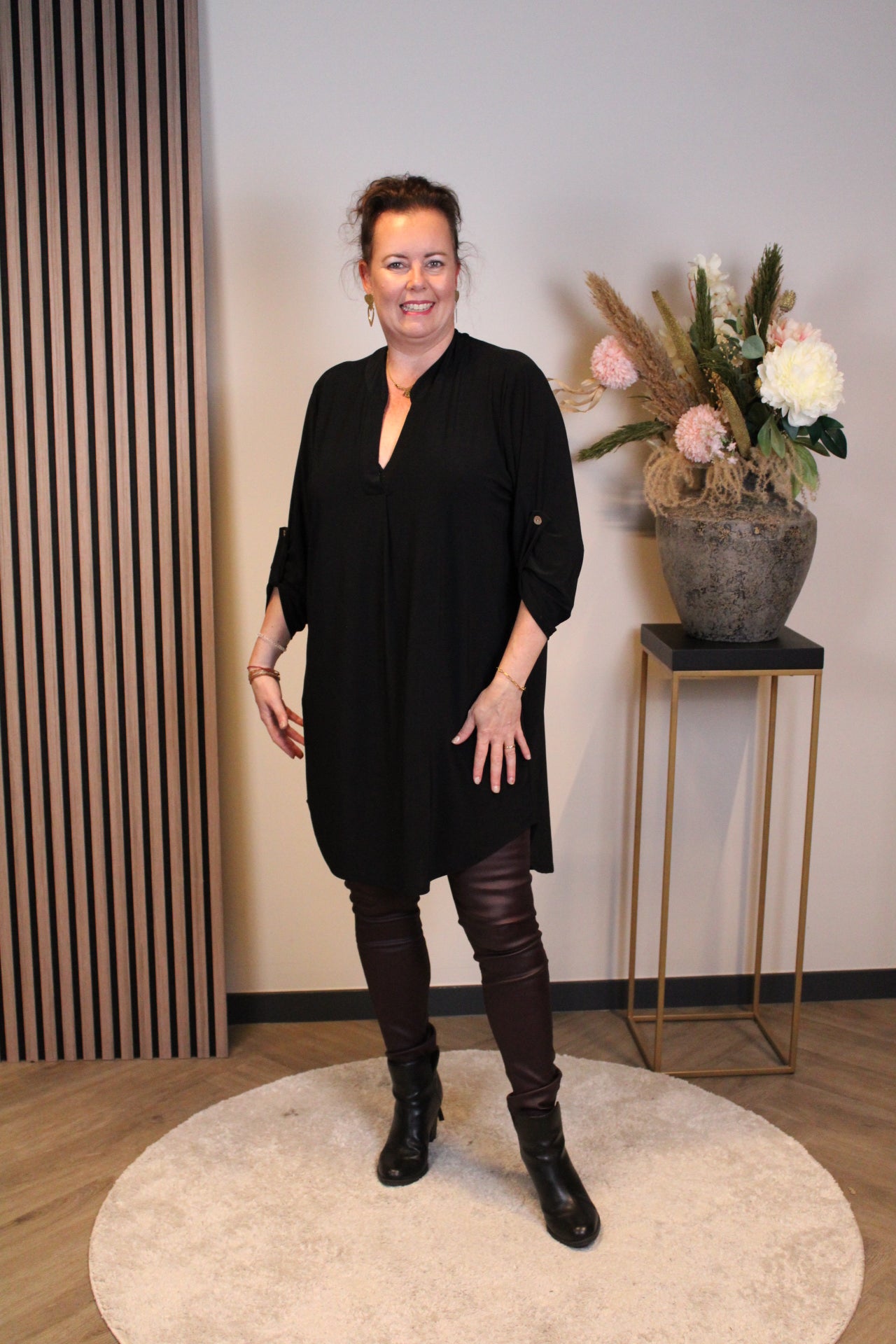 Lana | Blaue Bluse mit Kragen 38 bis 48