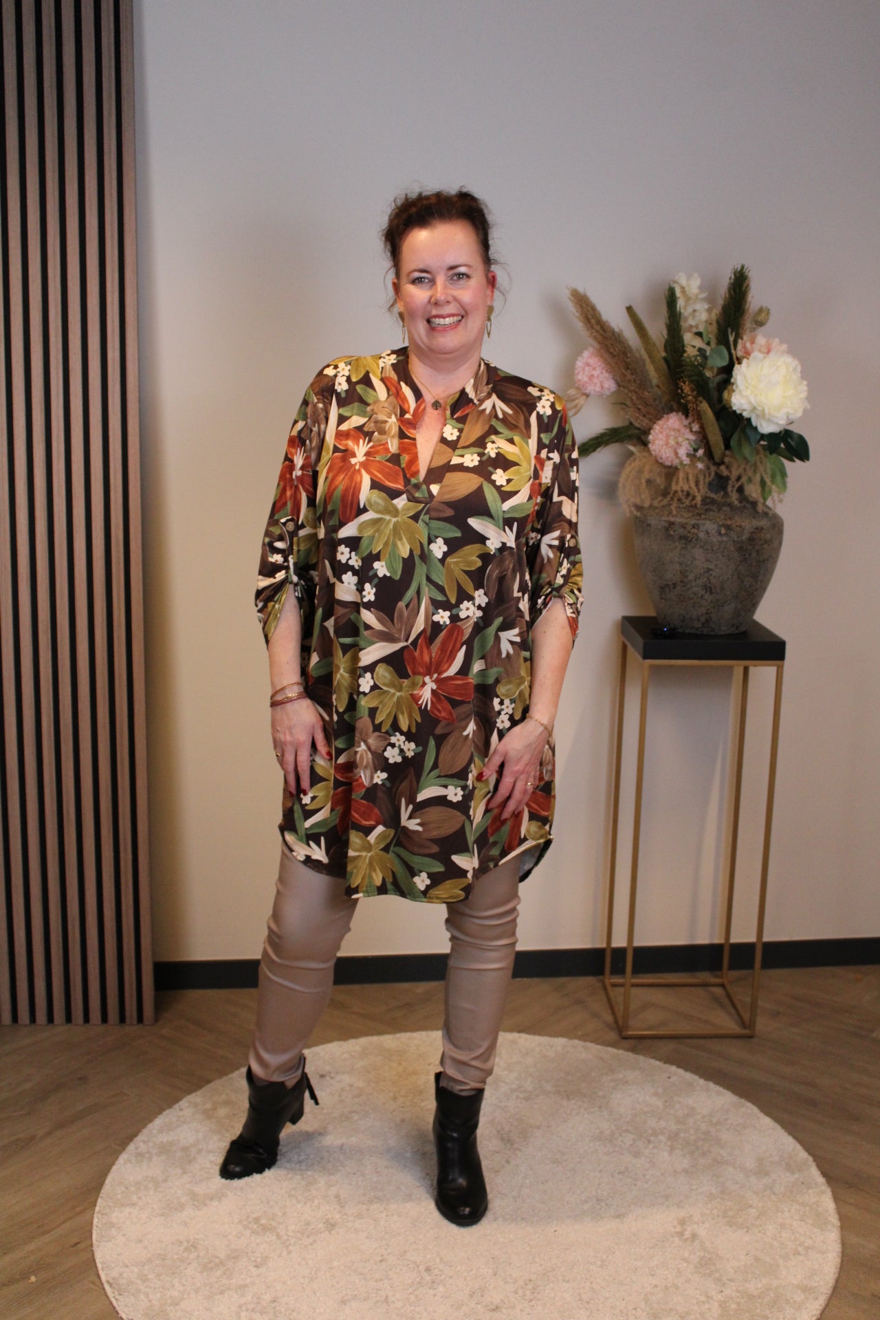 Lana | Blaue Bluse mit Kragen 38 bis 48