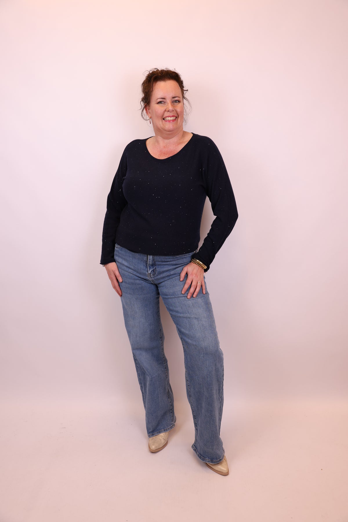 Dora | Bluse schwarz Langarm 52 bis 58