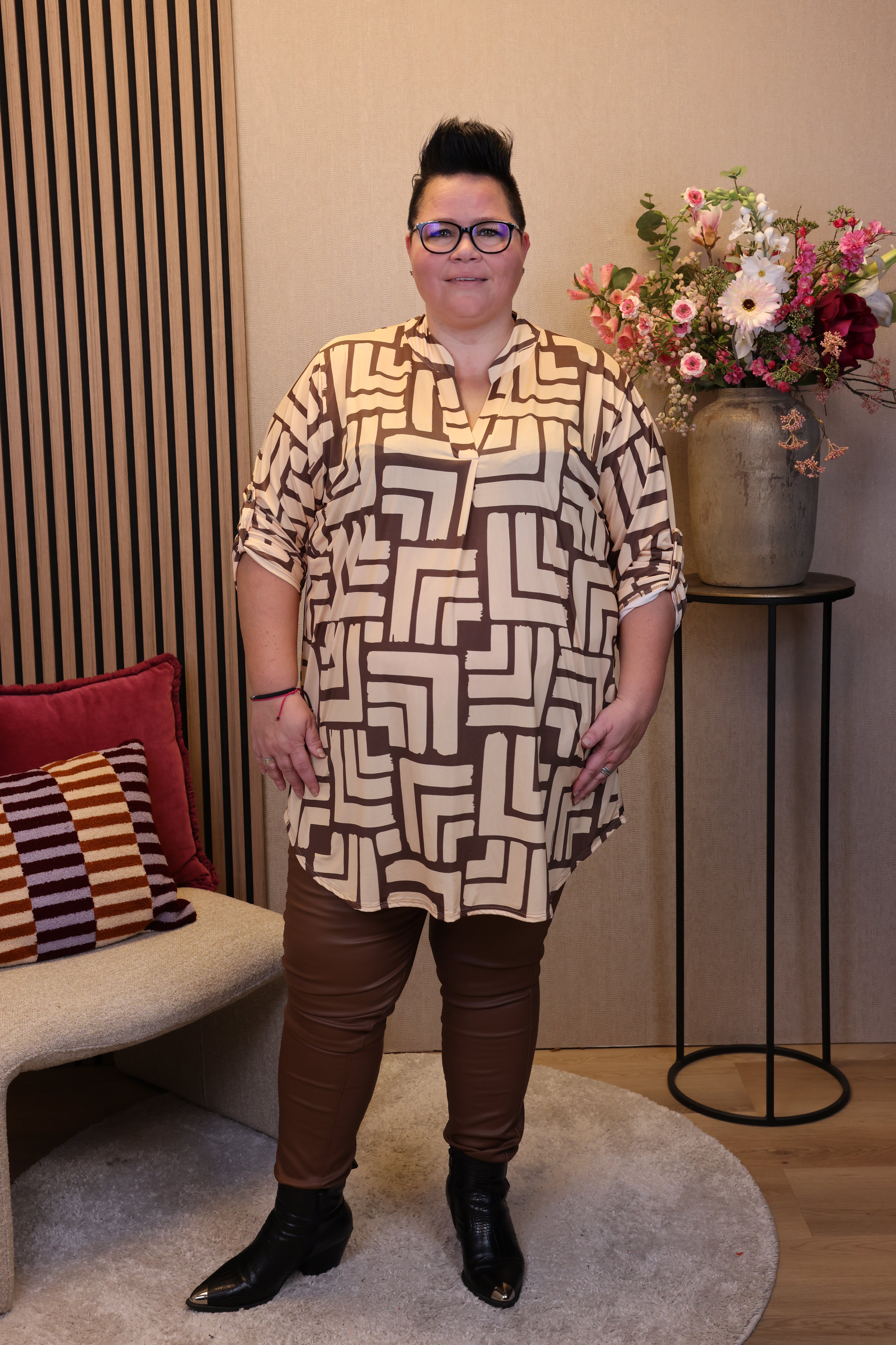 Dora | Bluse schwarz Langarm 52 bis 58