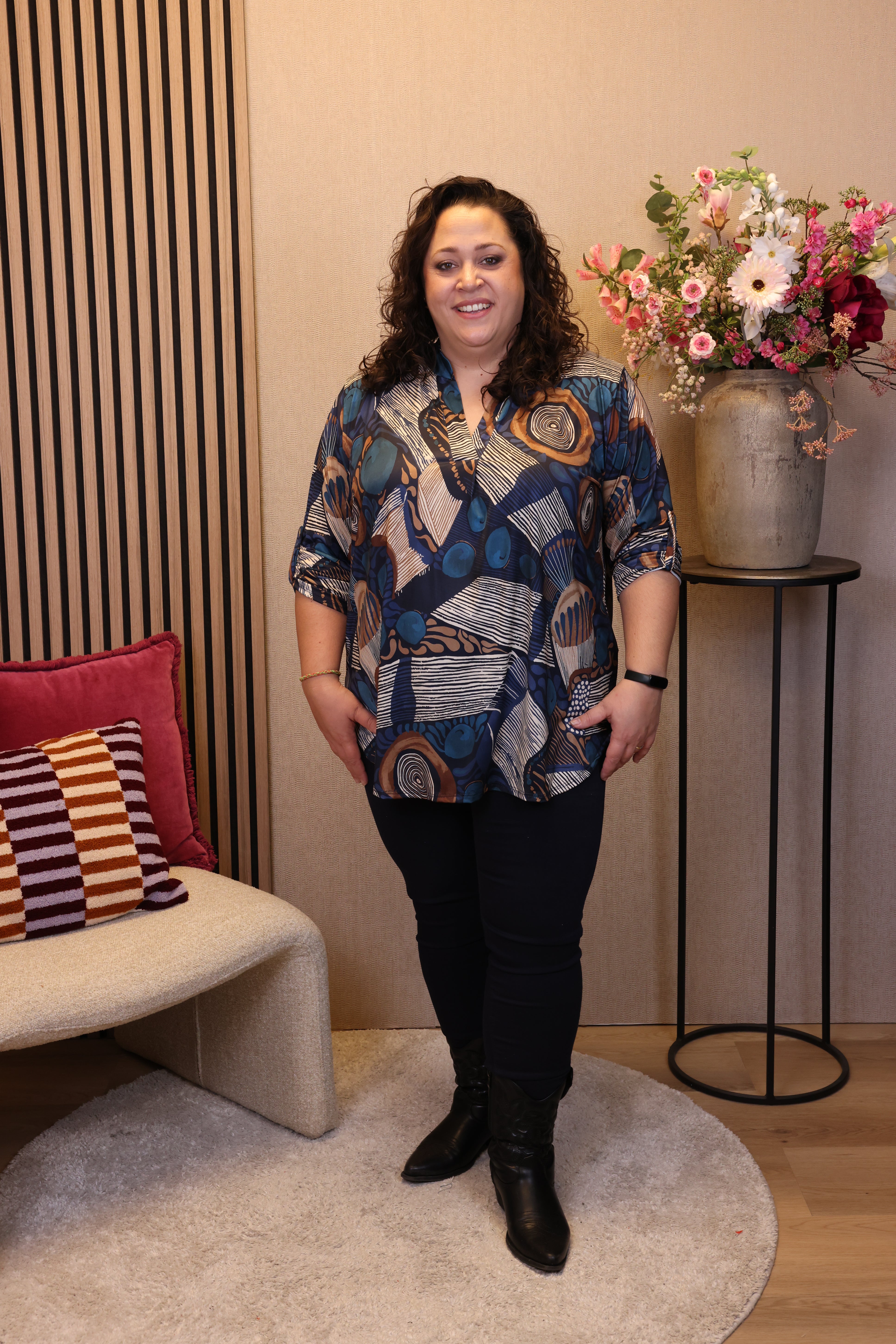 Dora | Bluse schwarz Langarm 52 bis 58