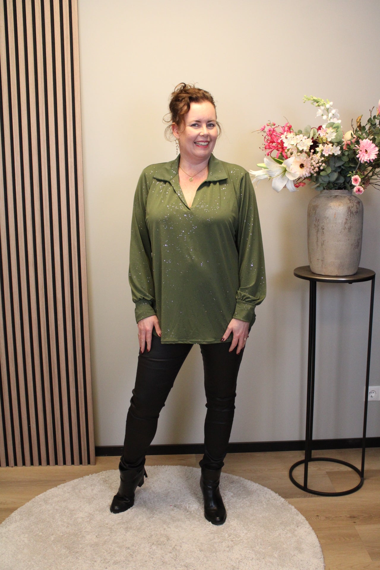 Dora | Bluse schwarz Langarm 52 bis 58