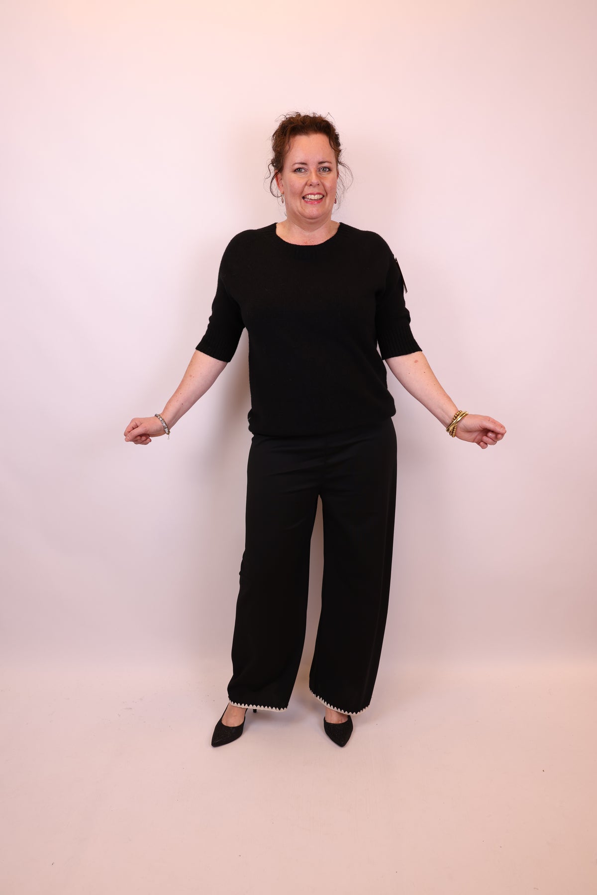 Dora | Bluse schwarz Langarm 52 bis 58