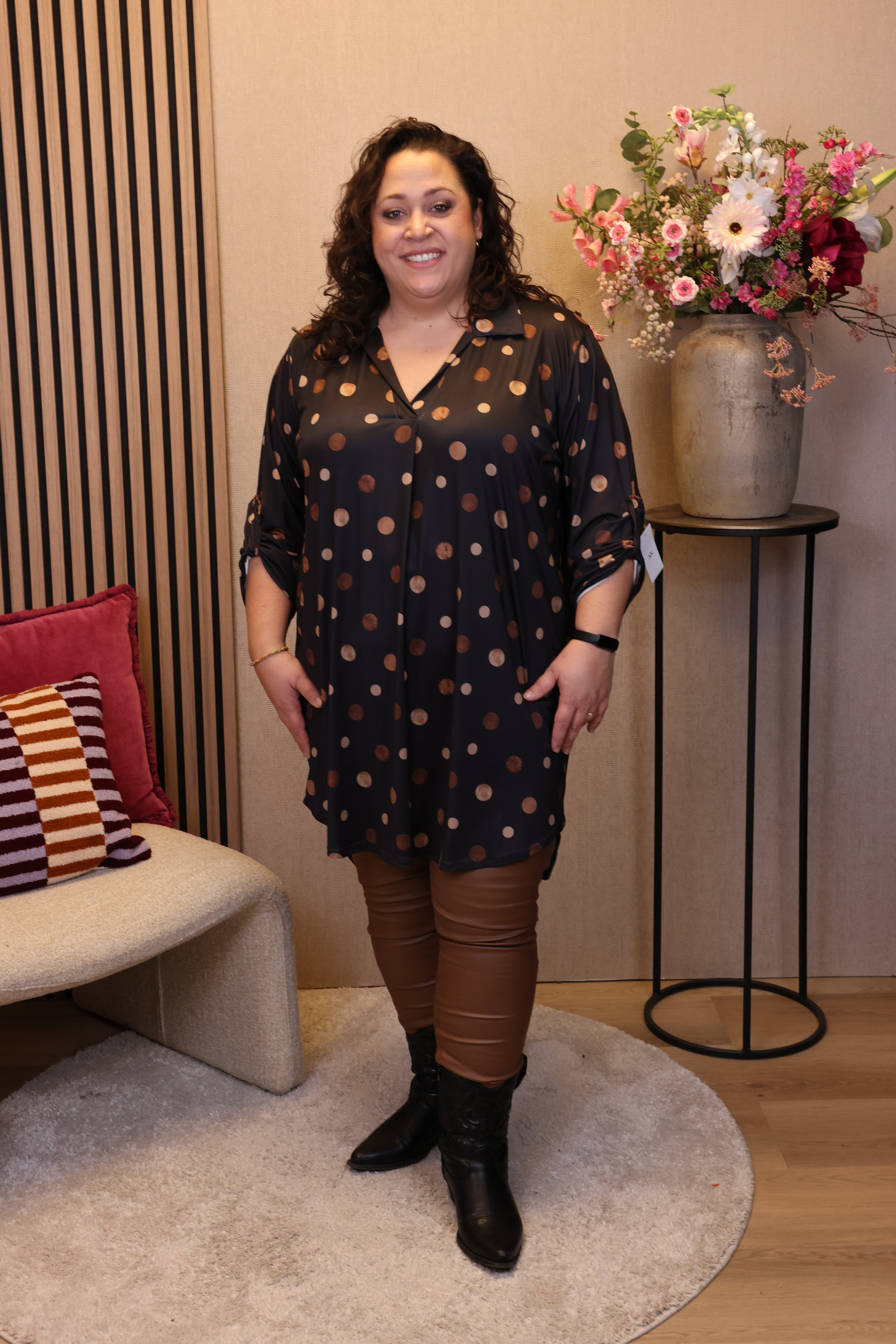 Dora | Bluse schwarz Langarm 52 bis 58