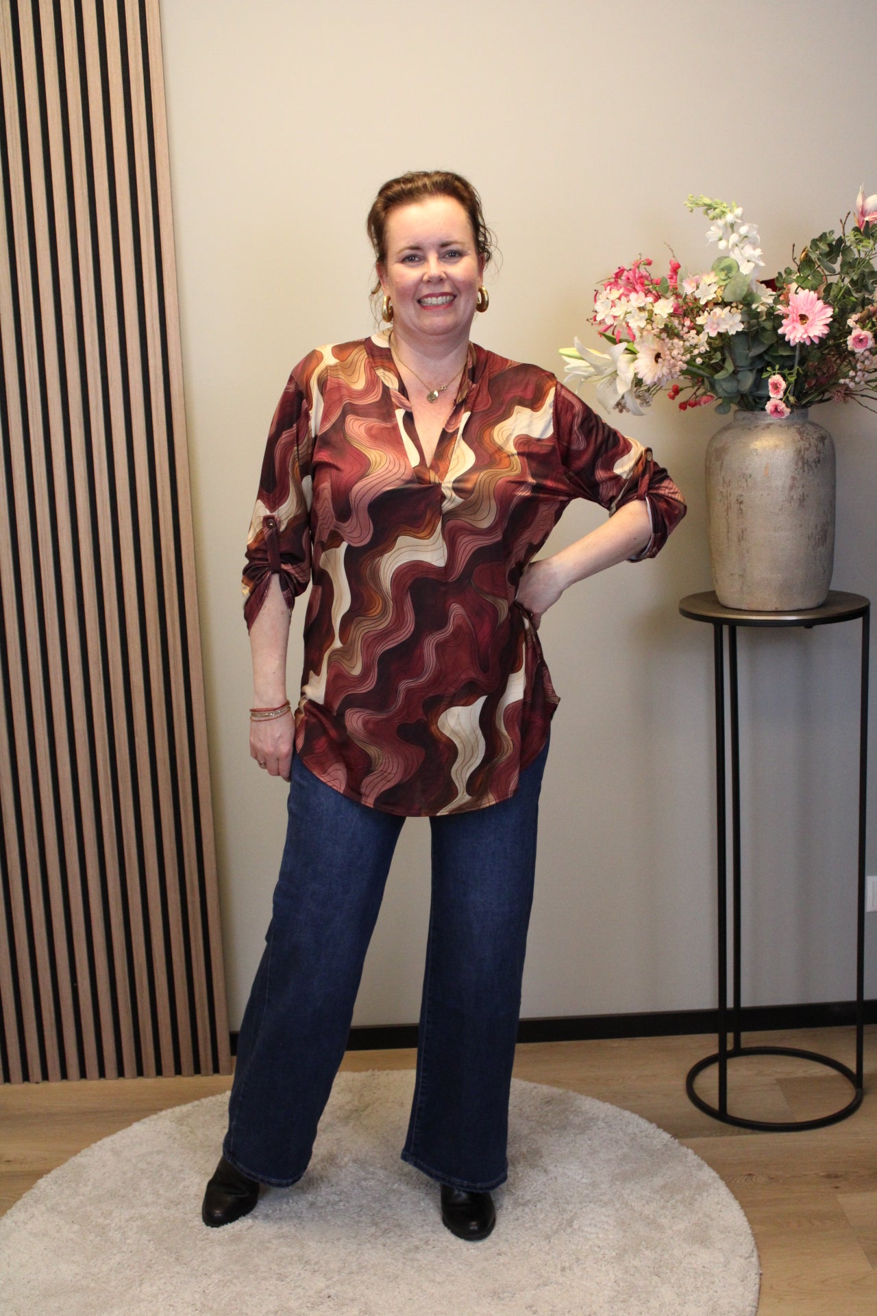 Dora | Bluse schwarz Langarm 48 bis 52