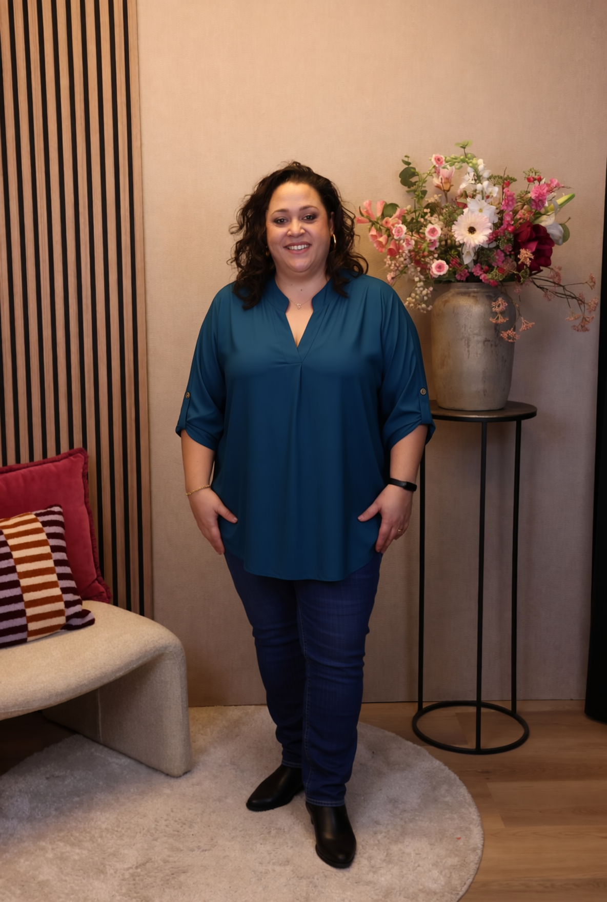 Dora | Bluse schwarz Langarm 52 bis 58