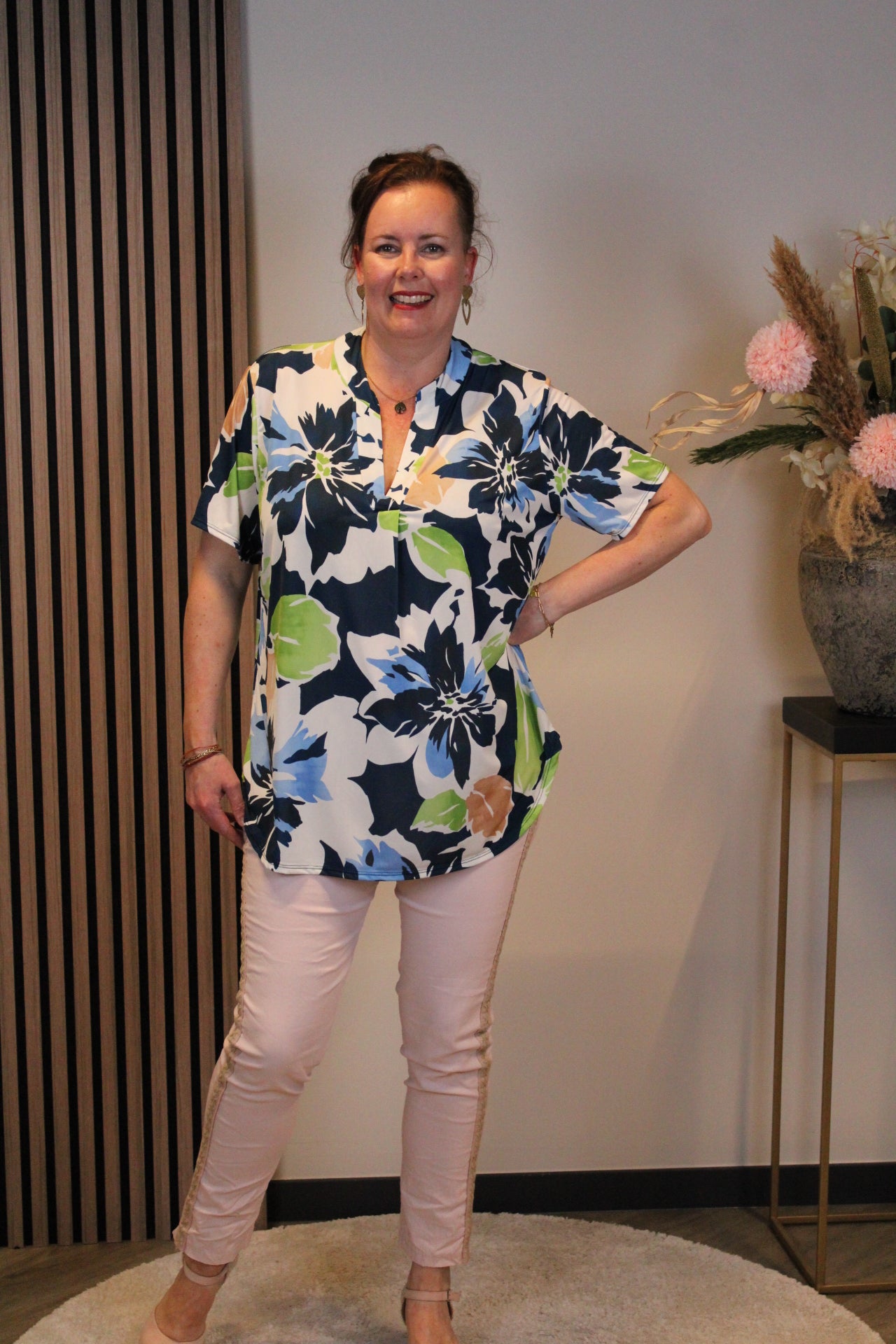 Maartje | Blouse donker blauw korte mouw 38 t/m 48