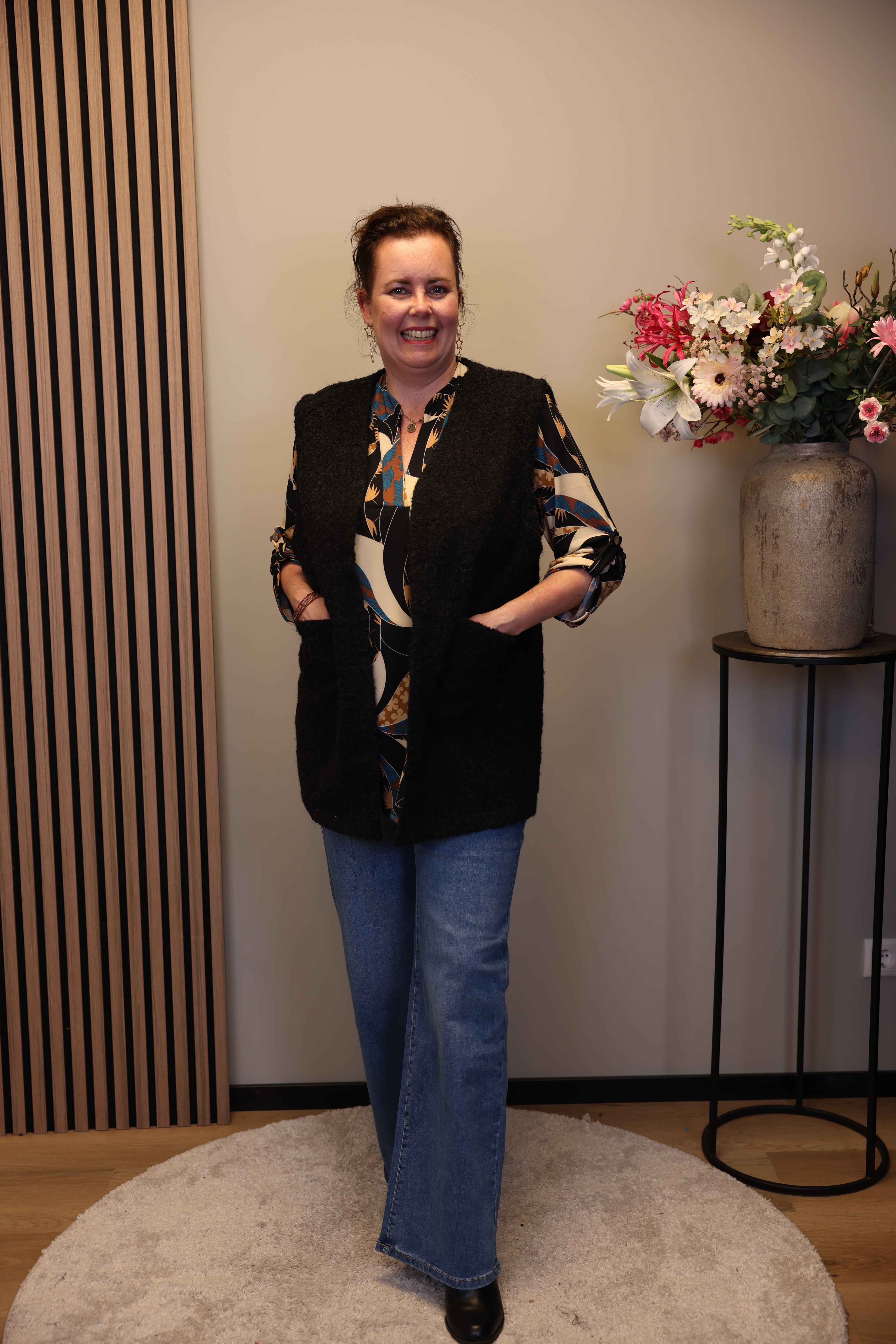 Dora | Bluse schwarz Langarm 52 bis 58