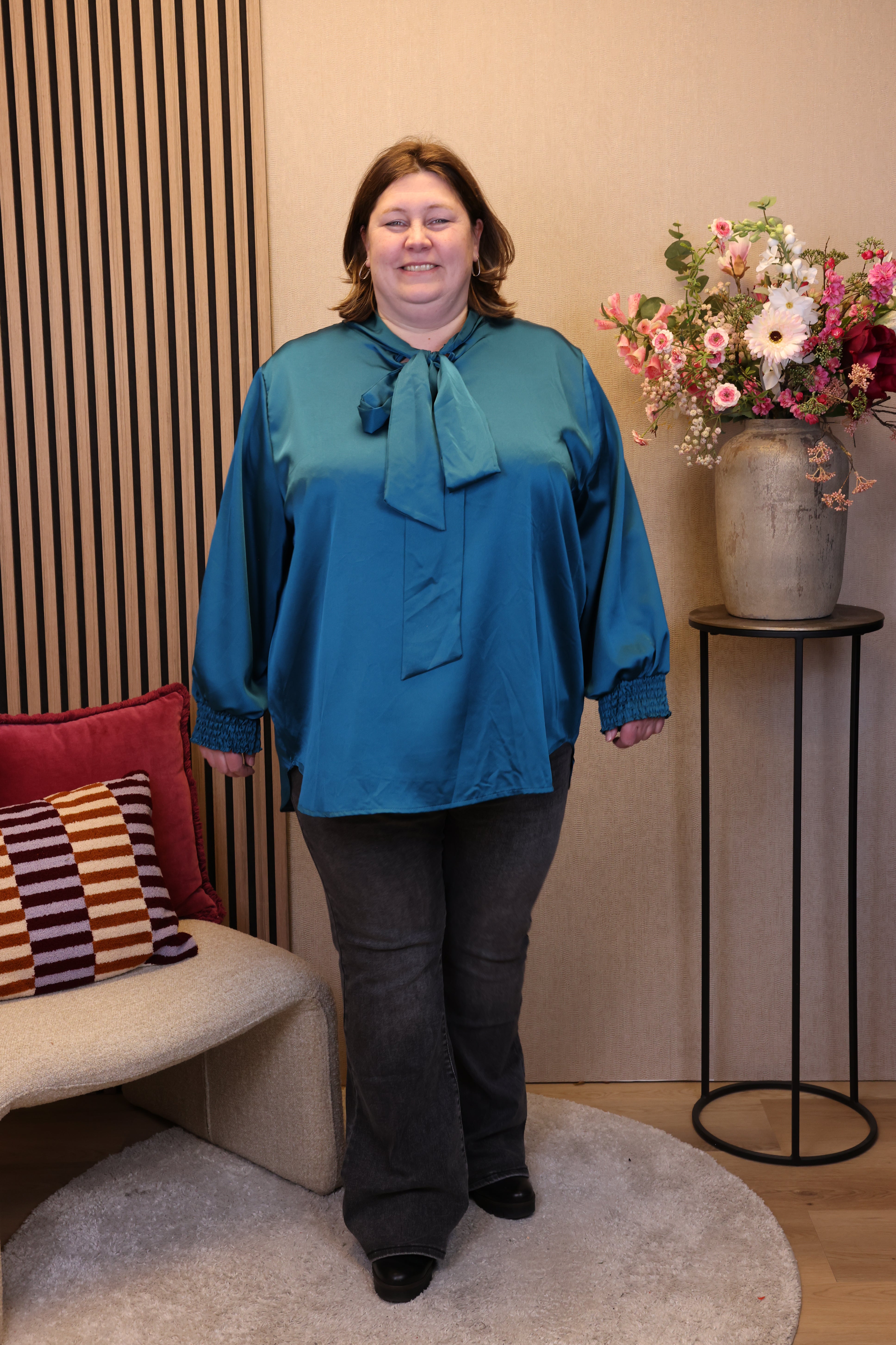 Dora | Bluse schwarz Langarm 52 bis 58