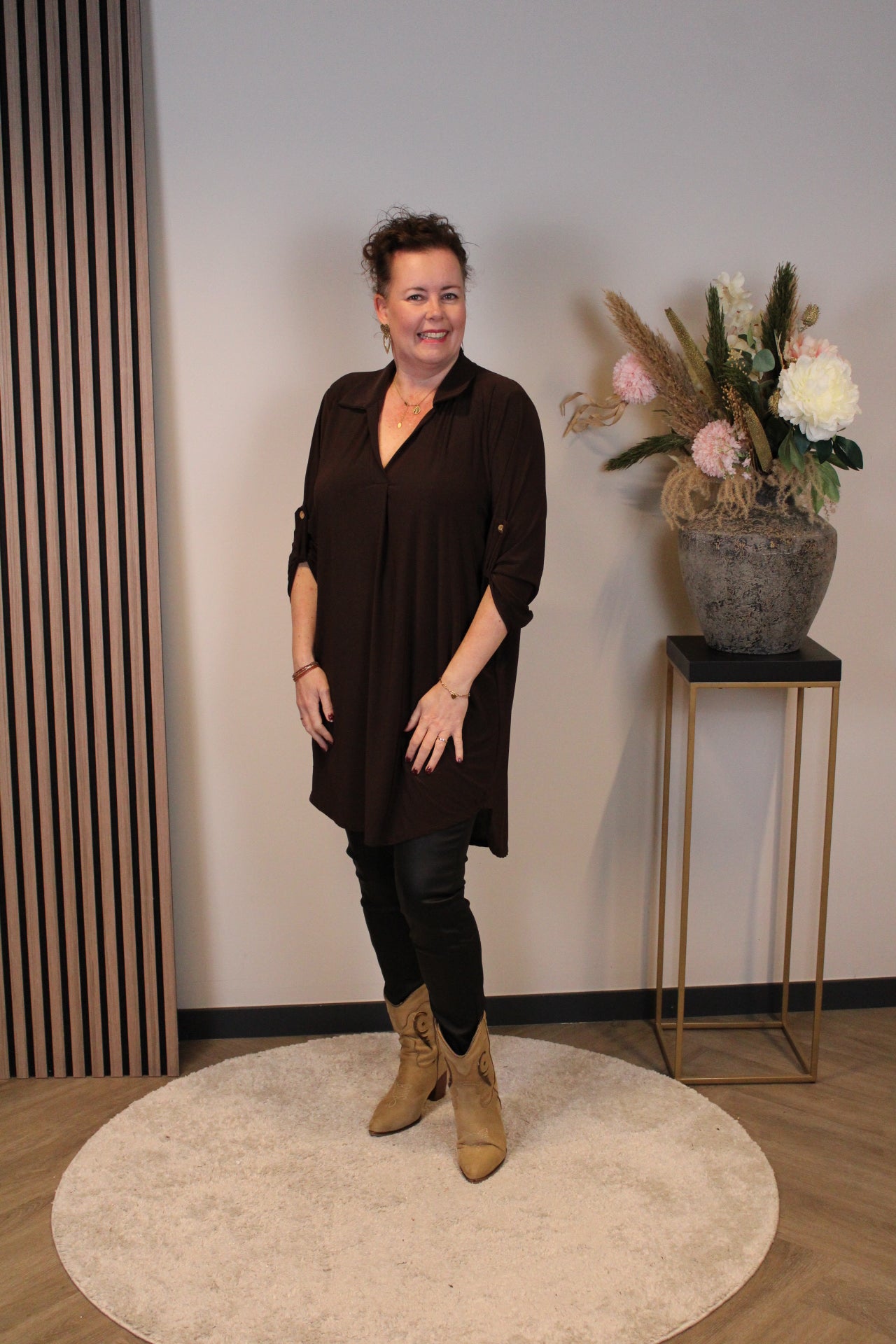 Lana | Blaue Bluse mit Kragen 38 bis 48