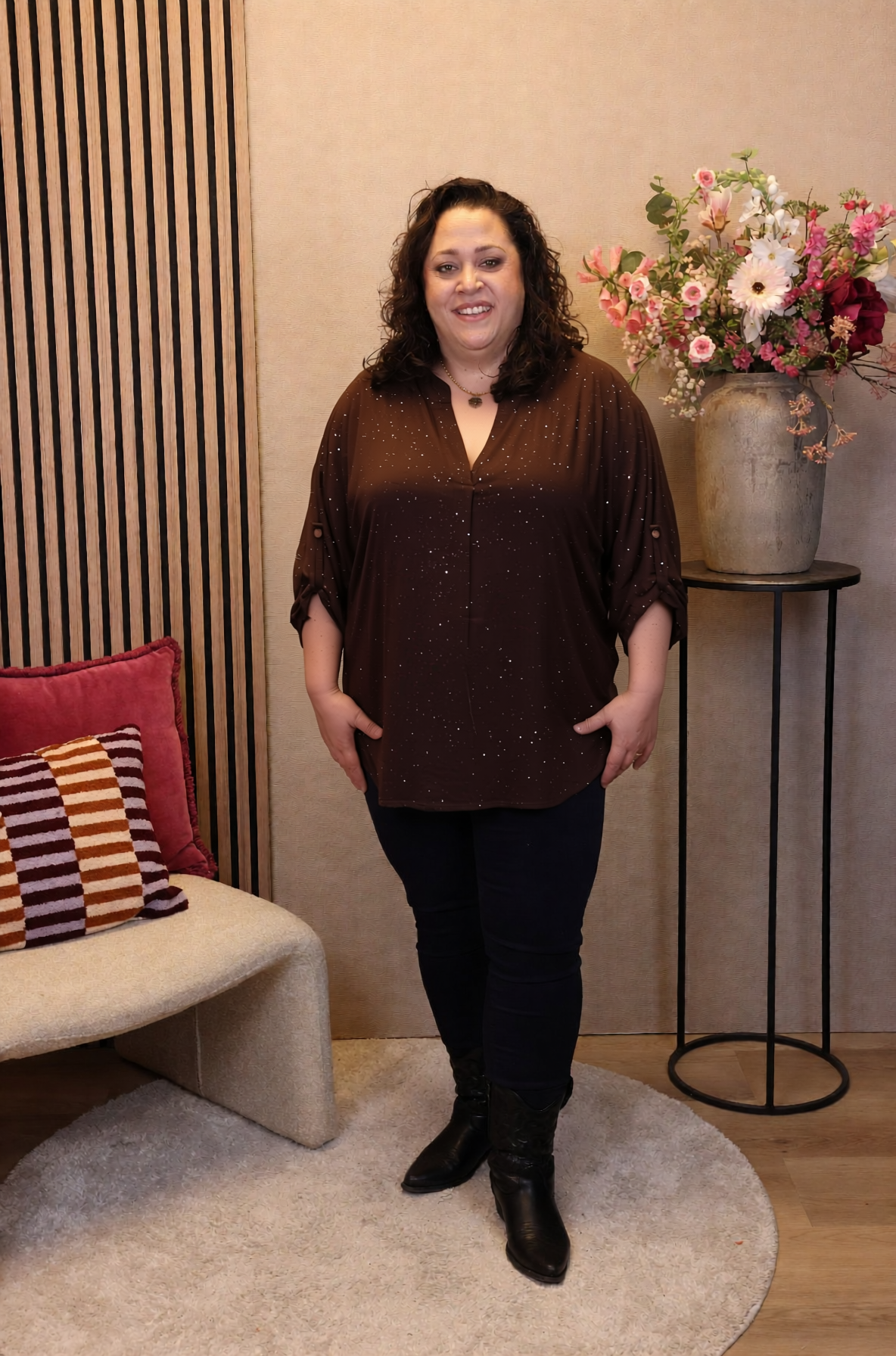 Dora | Bluse schwarz Langarm 52 bis 58