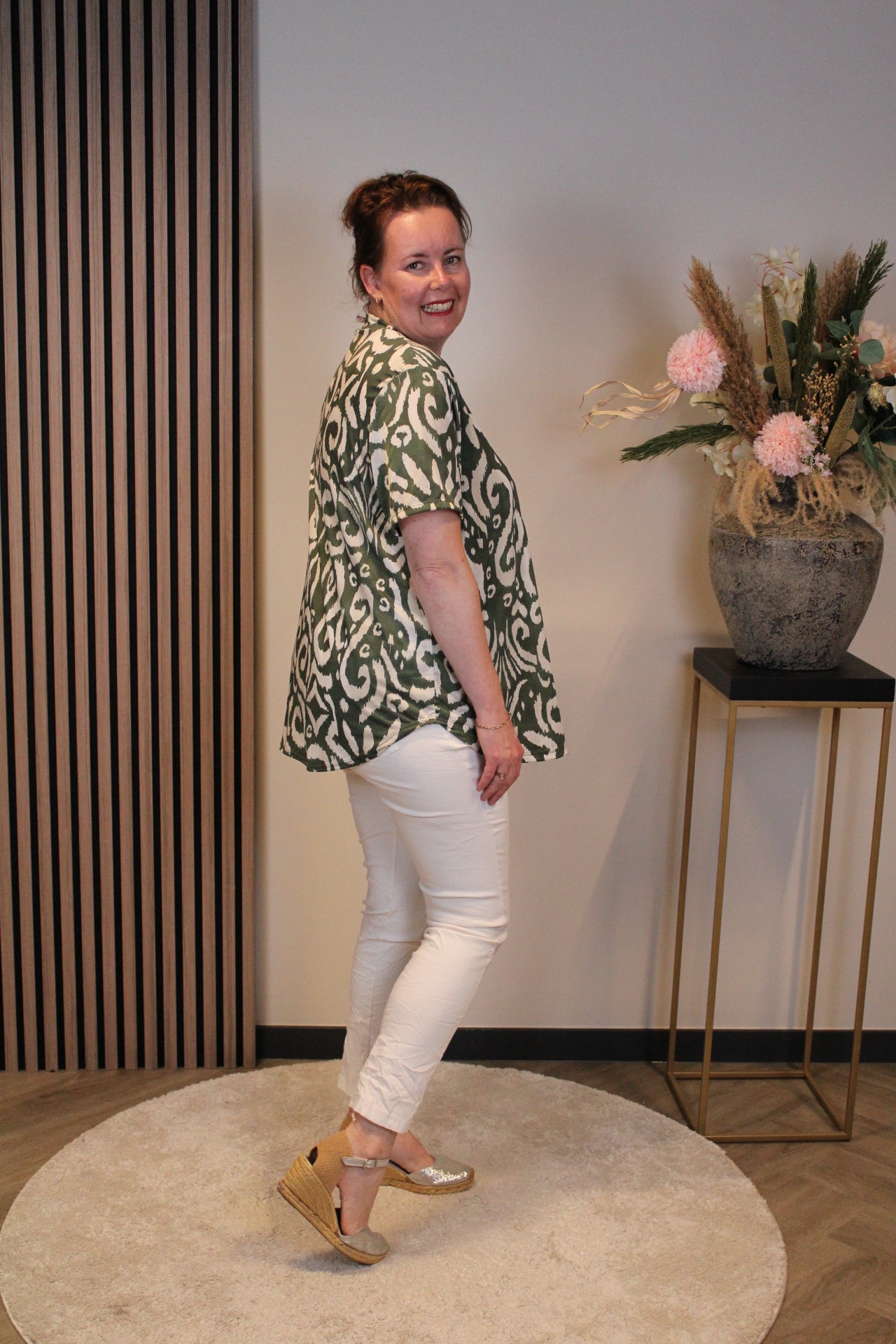 Kim | Bluse grün Kurzarm 48 bis 52