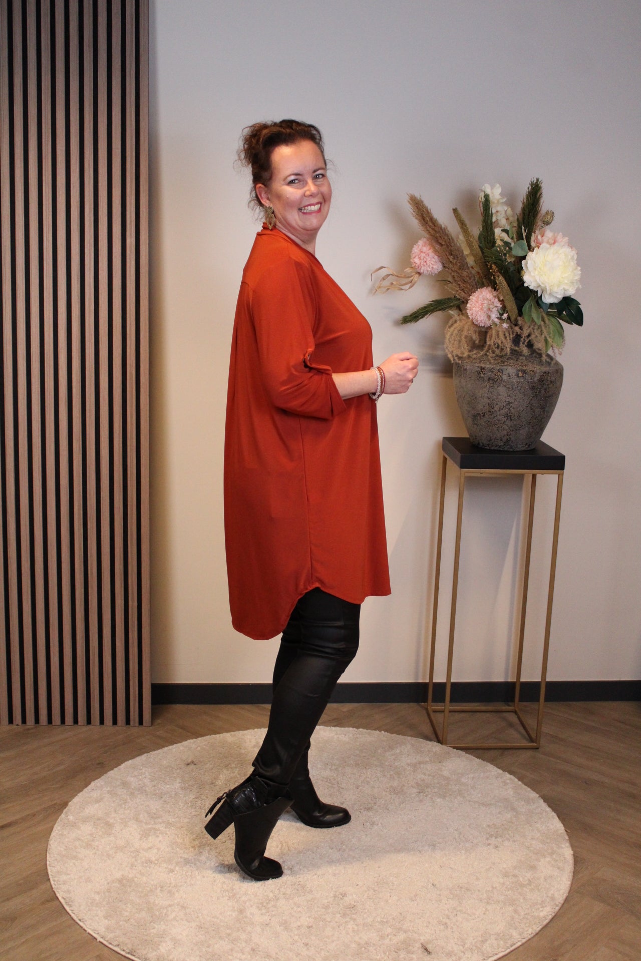 Lana | Blaue Bluse mit Kragen 38 bis 48