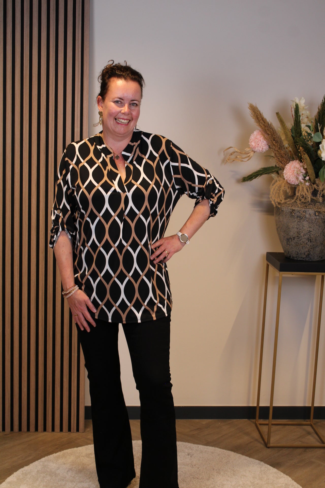 Hannah | Blouse zwart lange mouw 52 t/m 58