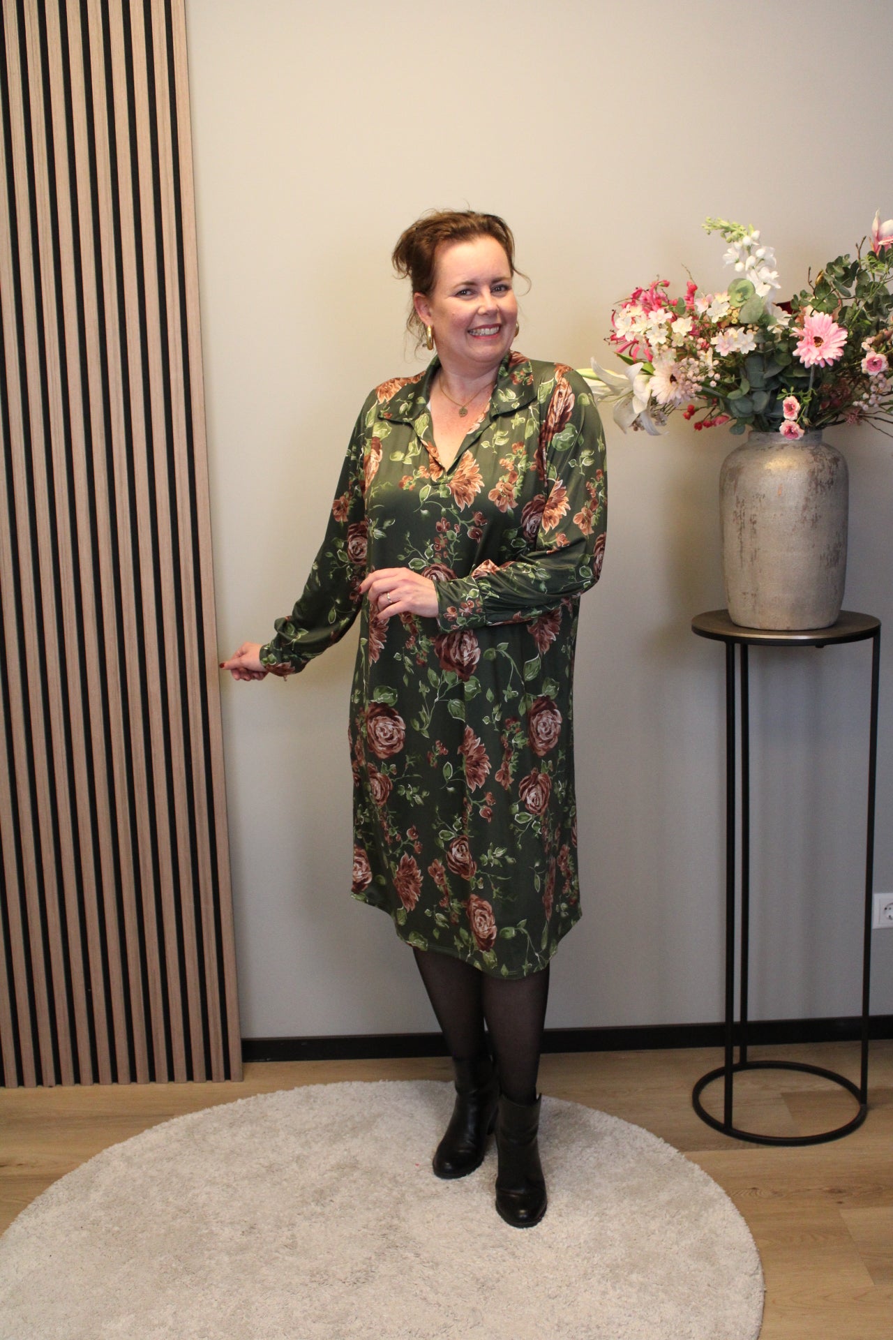 Christa | Grünes Kleid mit langen Ärmeln, Größe 38 bis 44