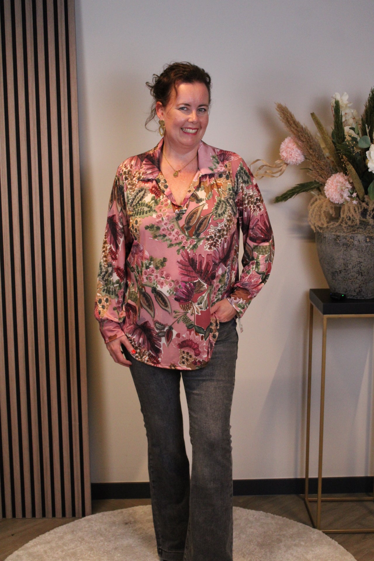 Helena | Hellrosa Bluse mit Kragen 38 bis 48