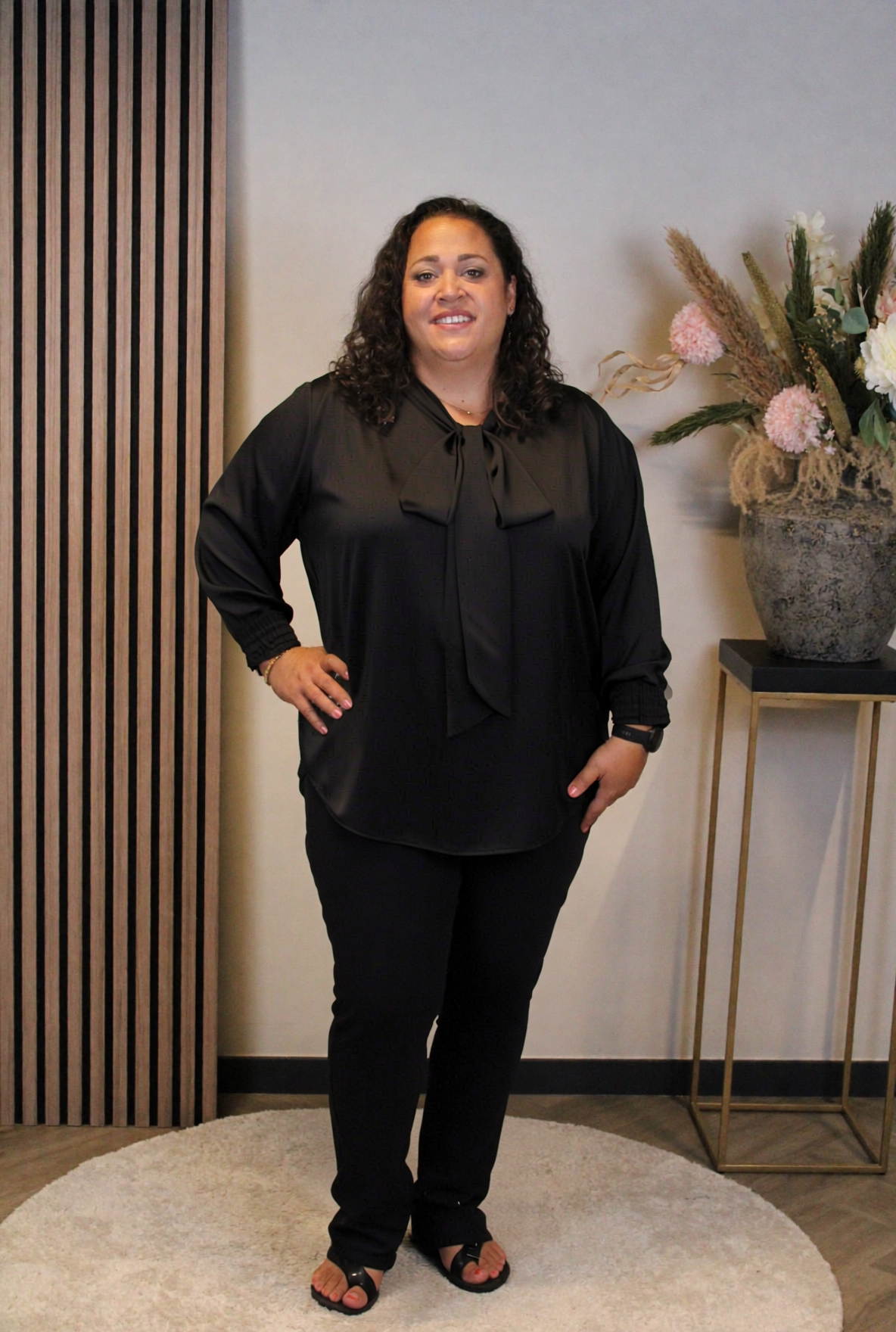 Dora | Bluse schwarz Langarm 52 bis 58