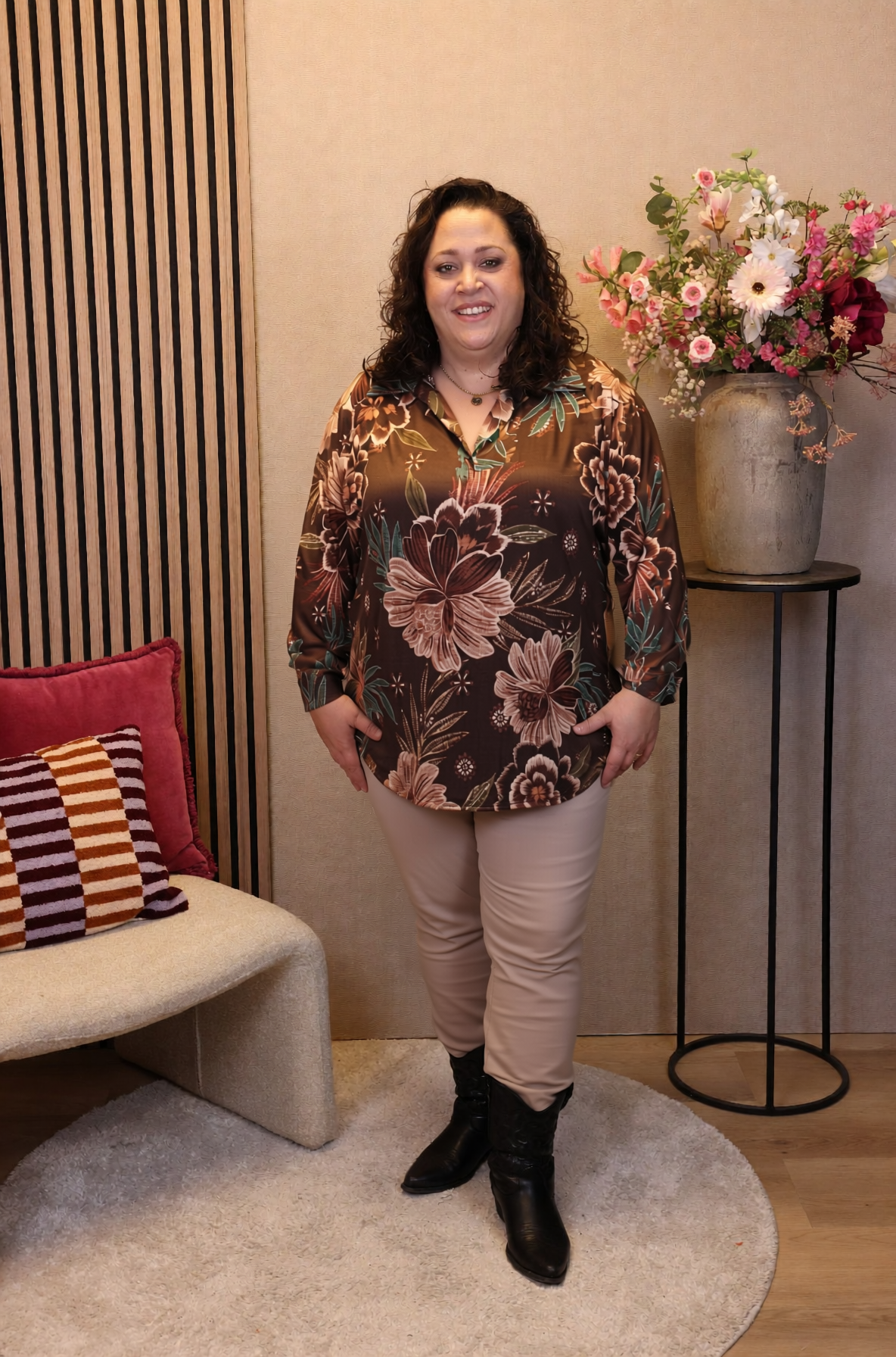Dora | Bluse schwarz Langarm 52 bis 58