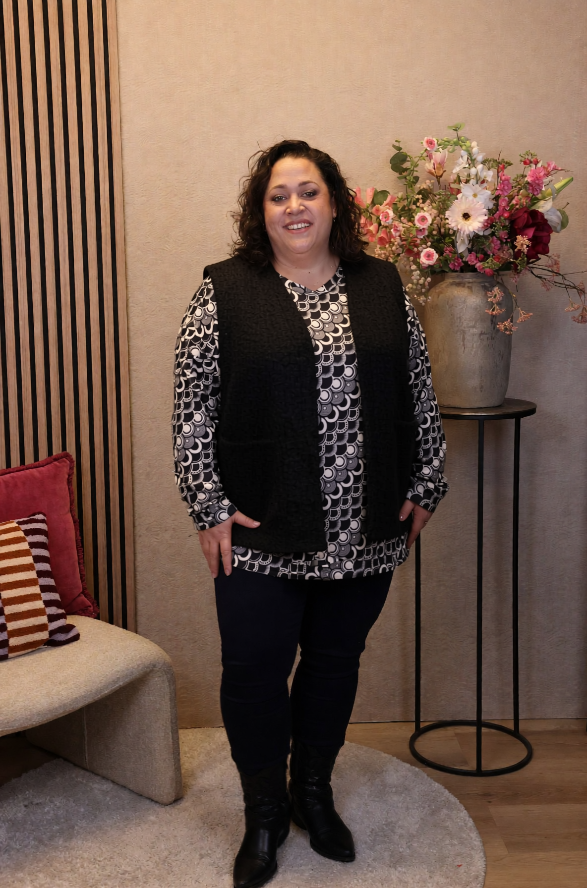 Dora | Bluse schwarz Langarm 52 bis 58