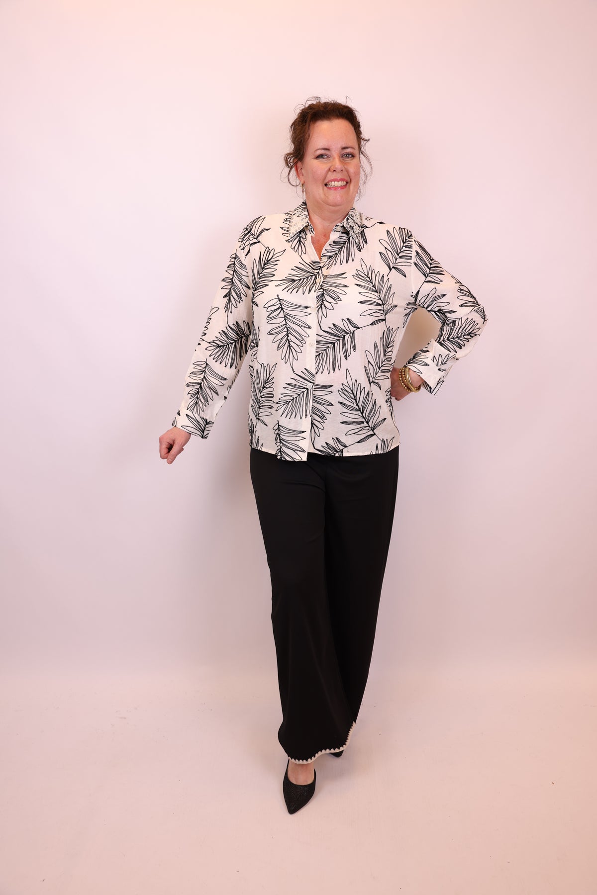Dora | Bluse schwarz Langarm 52 bis 58