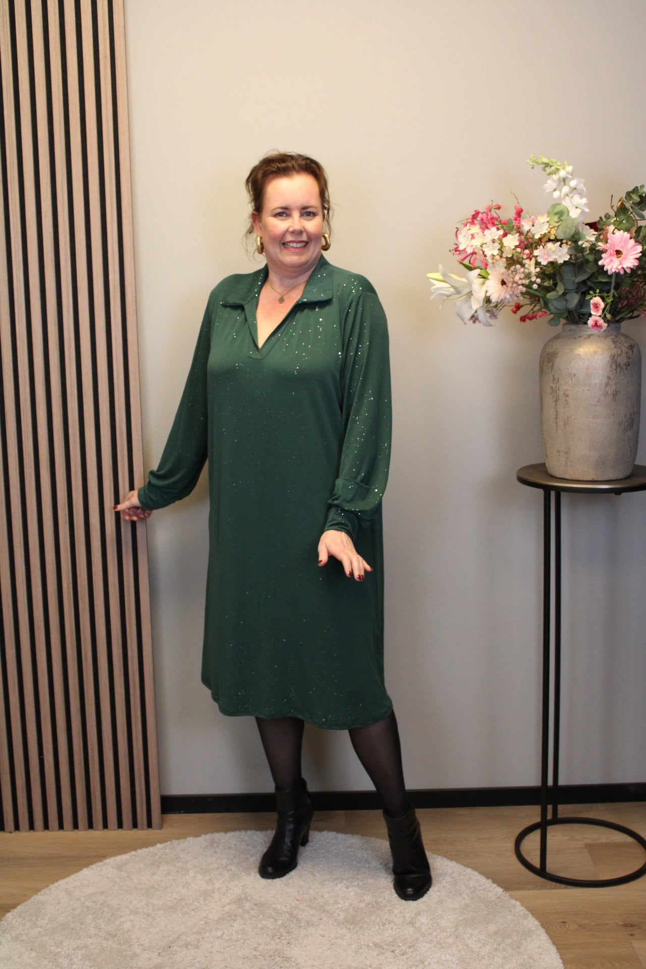 Christa | Grünes Kleid mit langen Ärmeln, Größe 38 bis 44