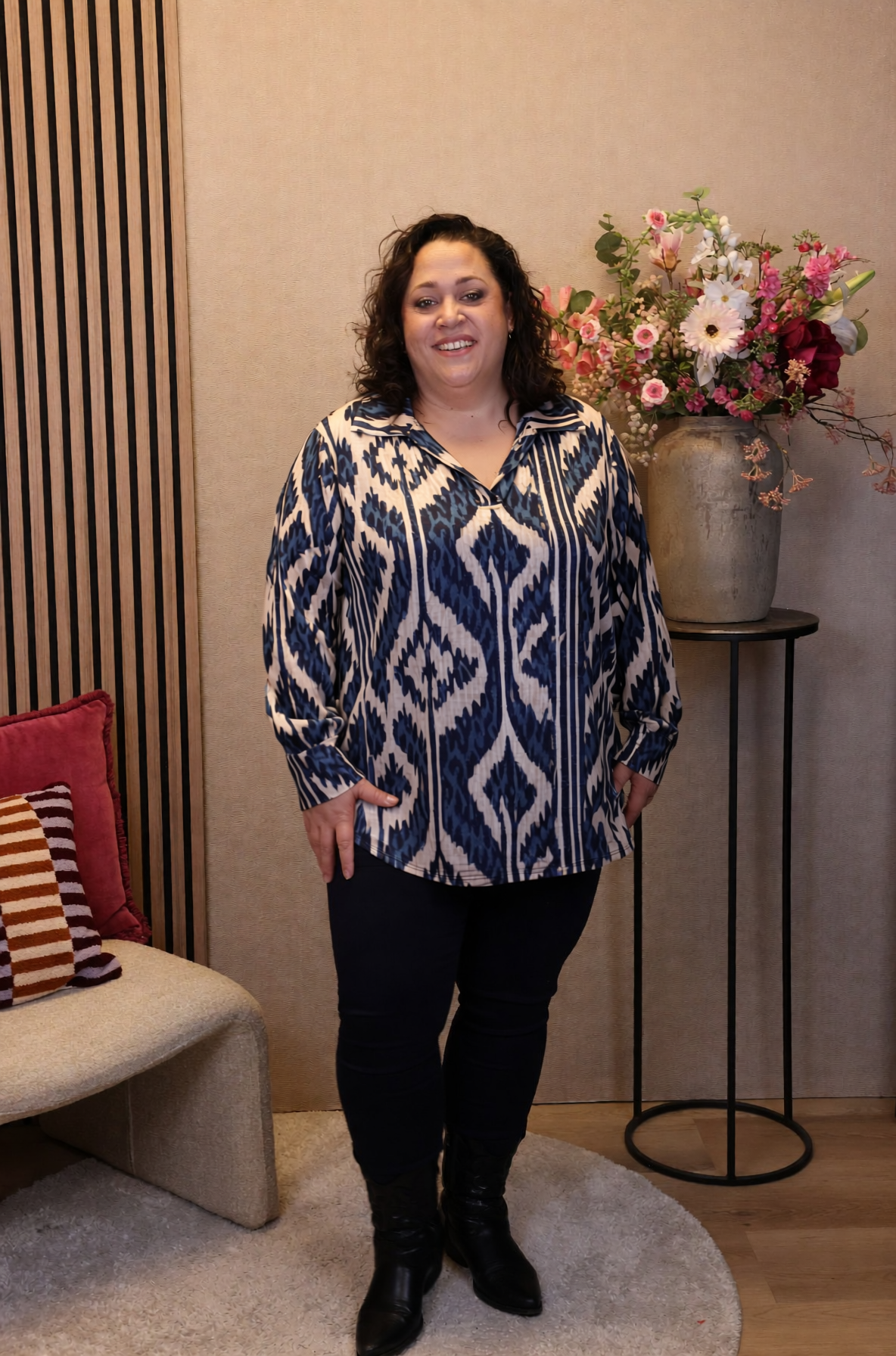 Dora | Bluse schwarz Langarm 52 bis 58