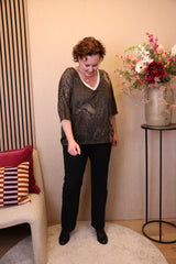 Dora | Bluse schwarz Langarm 52 bis 58