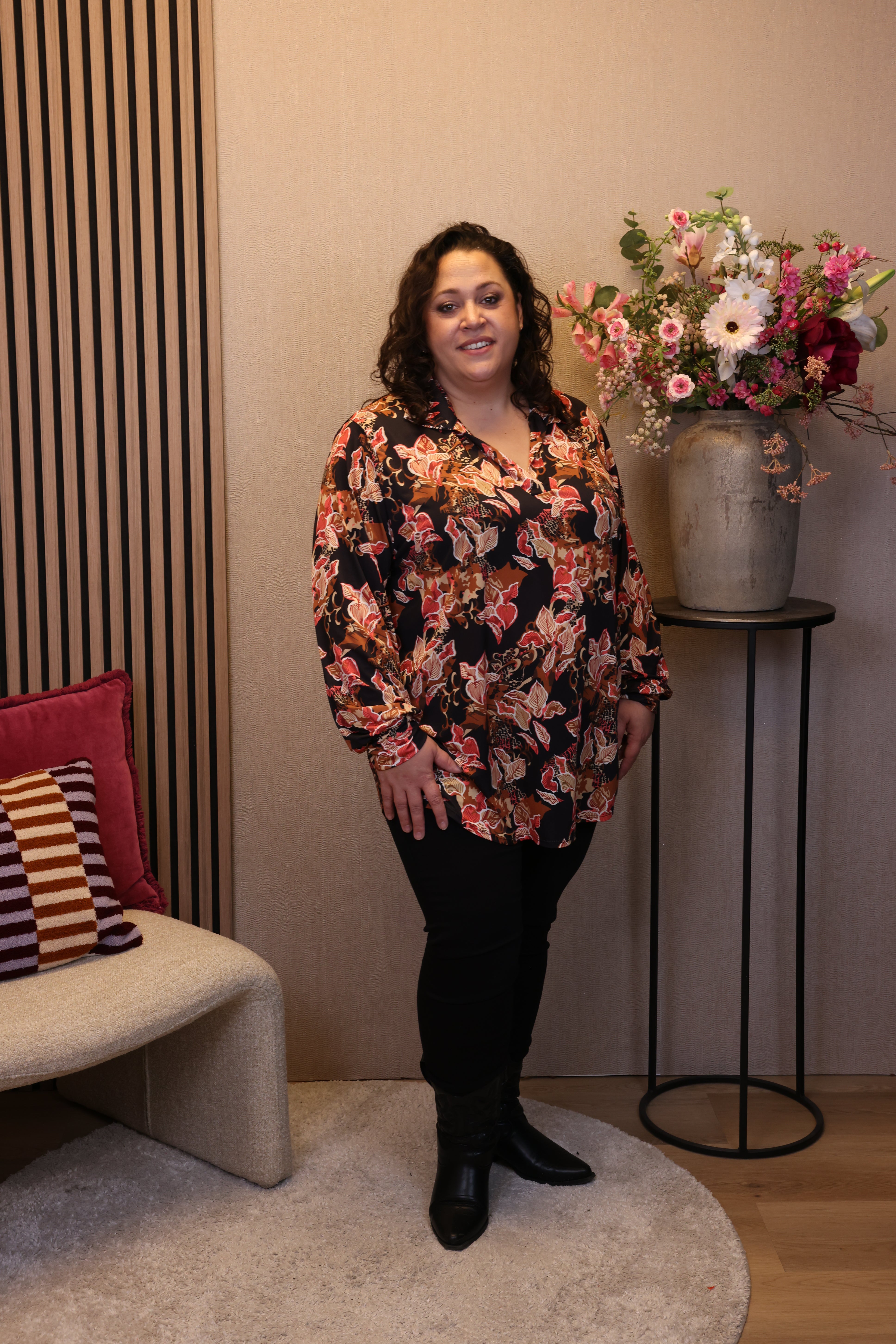 Dora | Bluse schwarz Langarm 52 bis 58