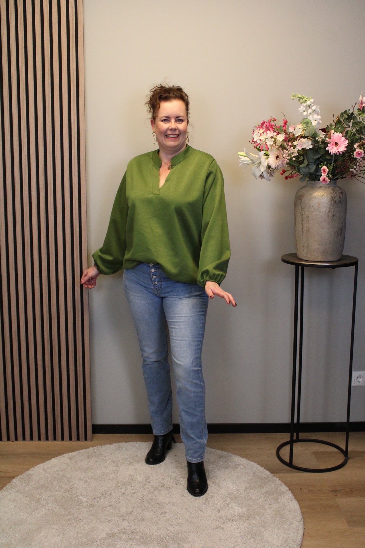 Dora | Bluse schwarz Langarm 52 bis 58