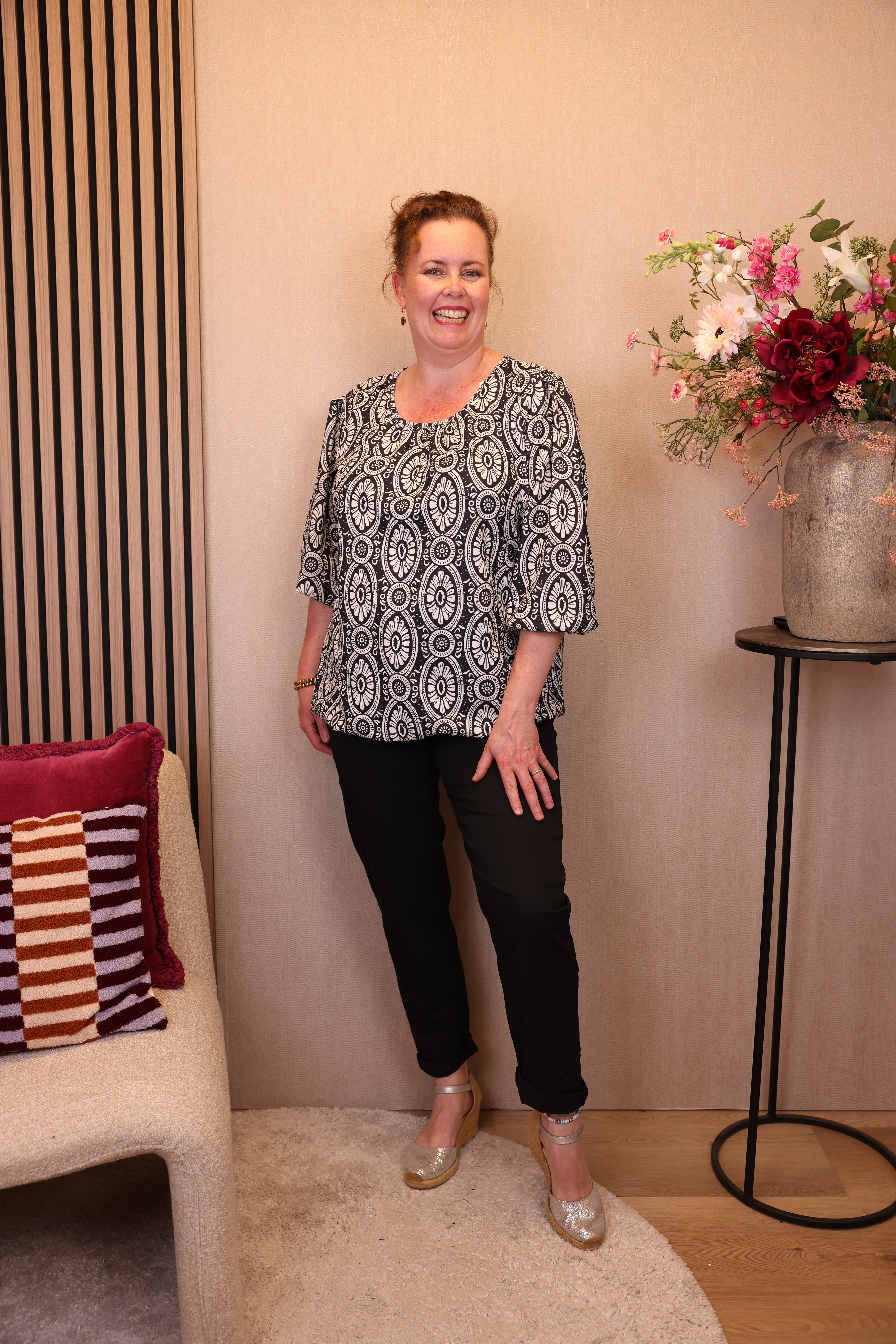Dora | Bluse schwarz Langarm 52 bis 58
