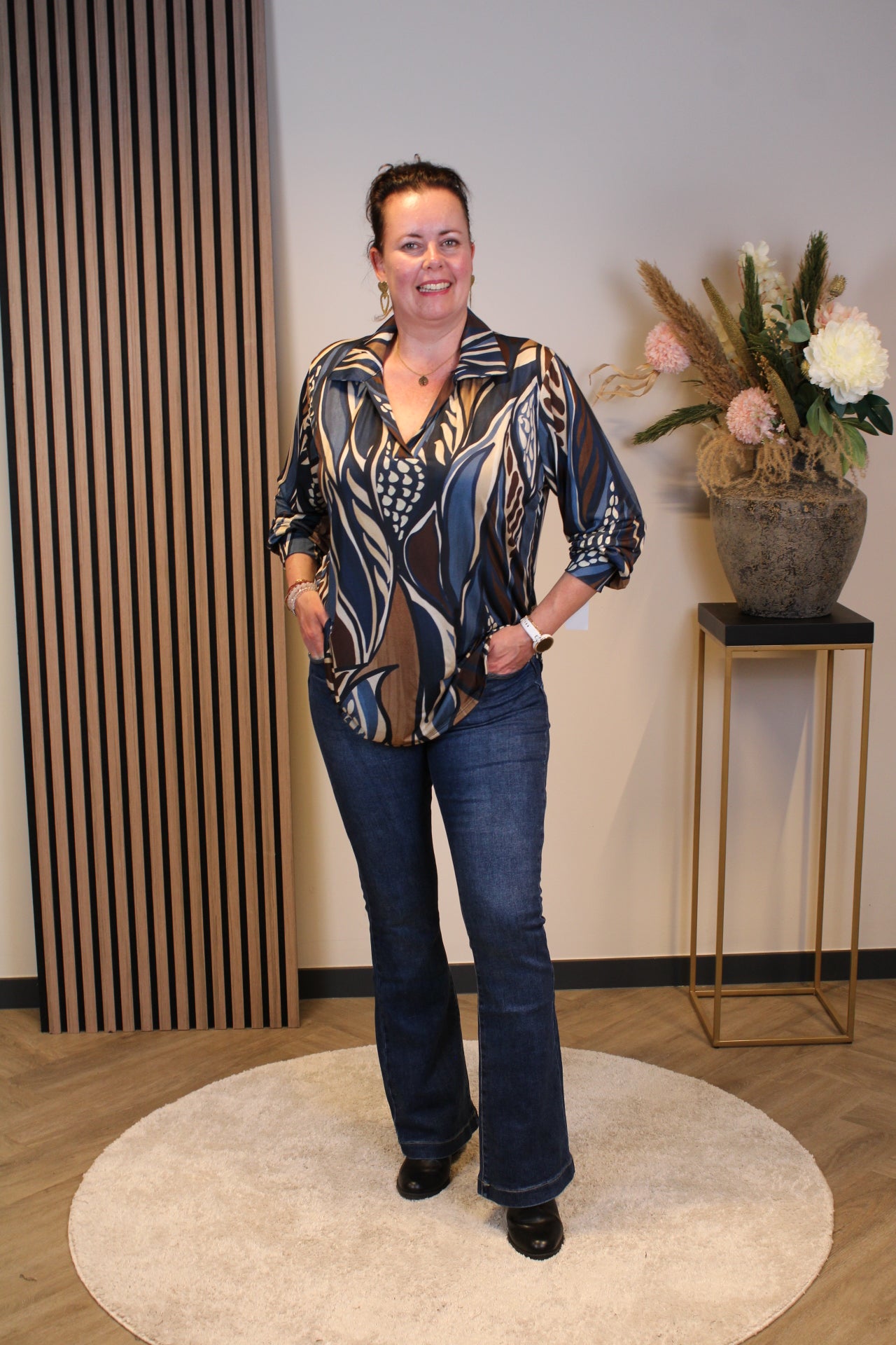 Mona | Bluse mit Kragen blau 48 bis 52