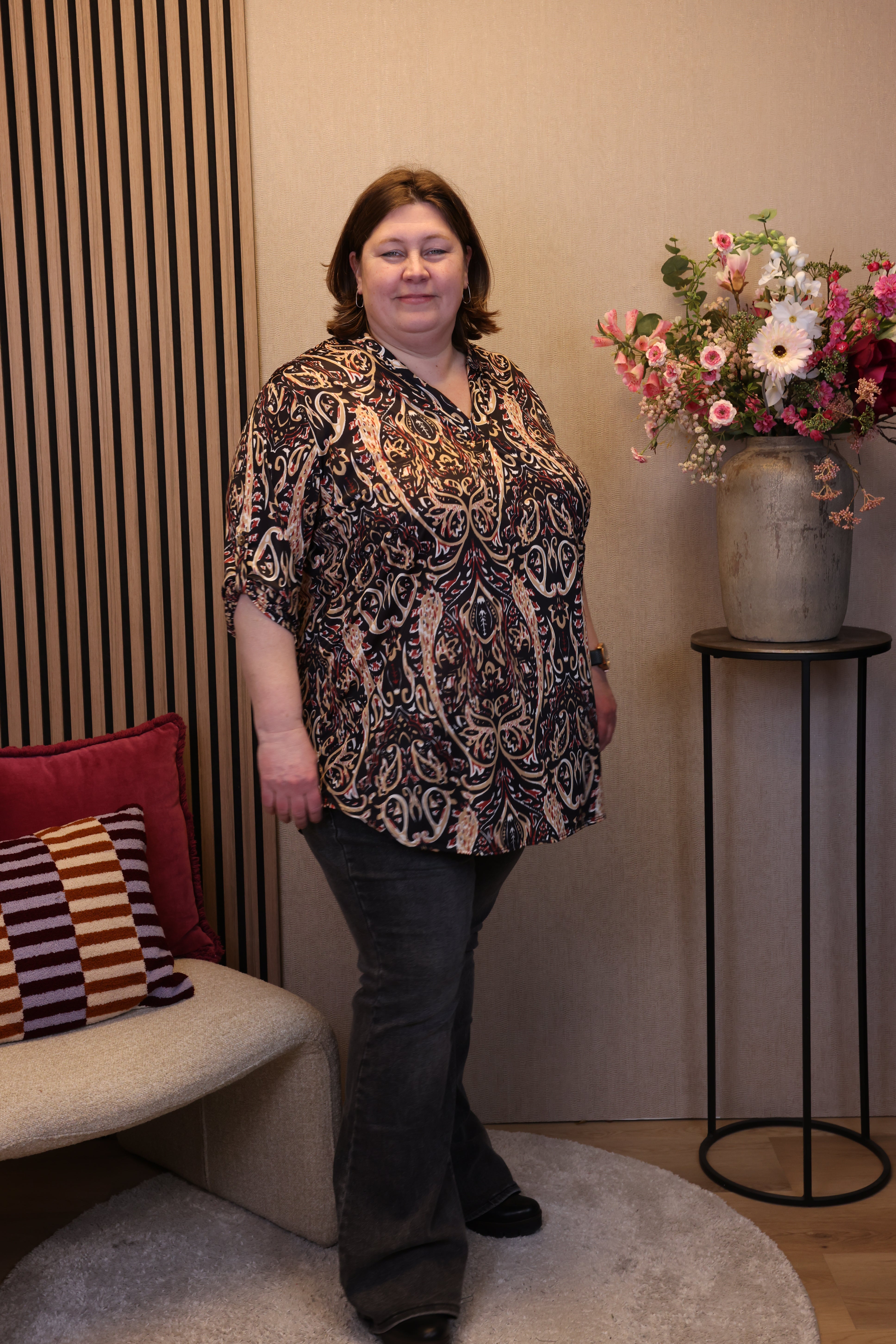 Dora | Bluse schwarz Langarm 52 bis 58