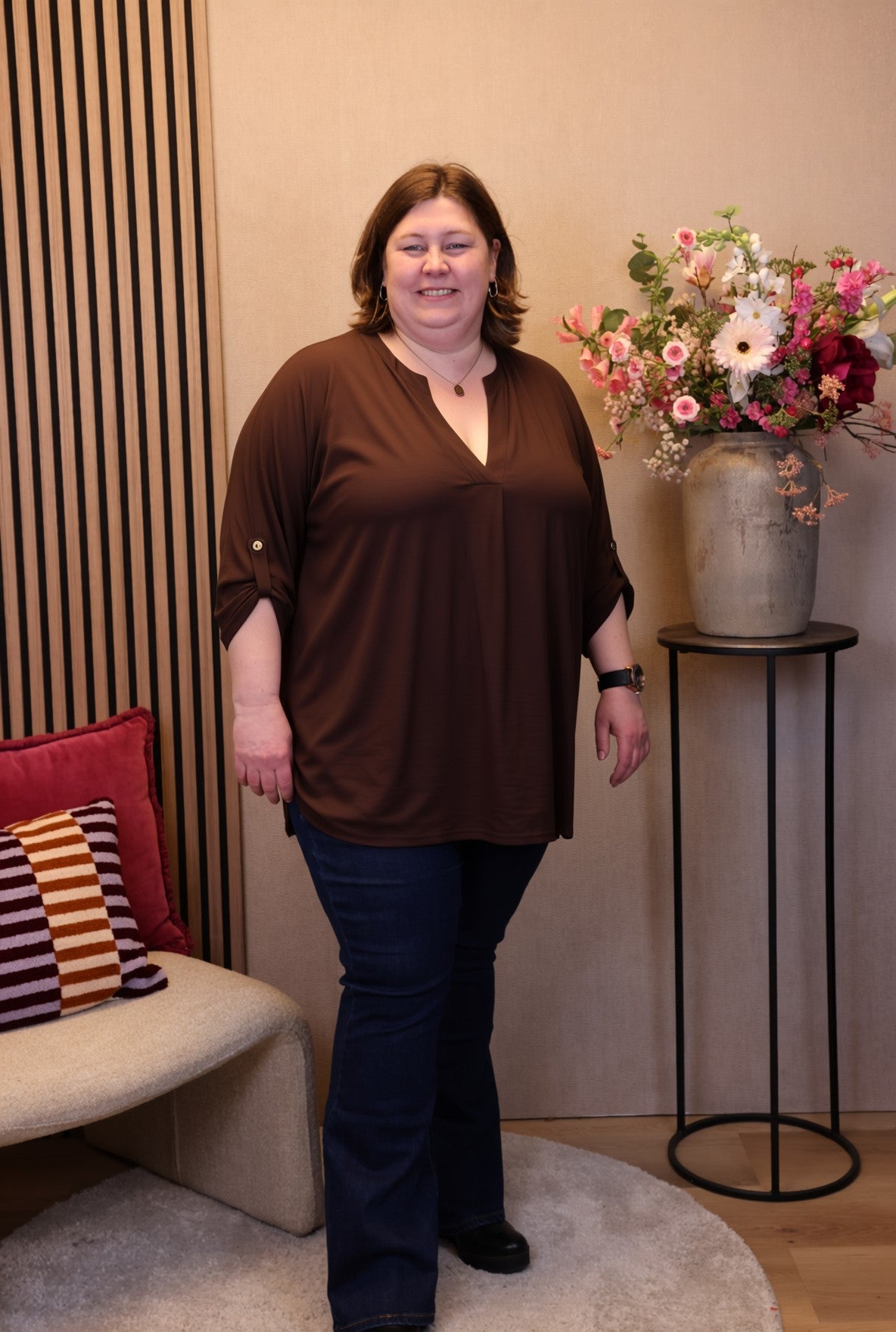 Dora | Bluse schwarz Langarm 52 bis 58