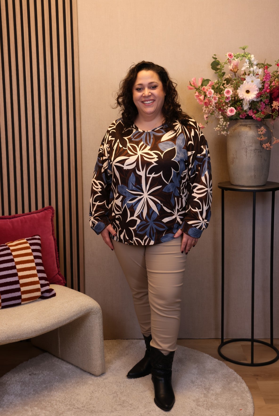 Dora | Bluse schwarz Langarm 52 bis 58