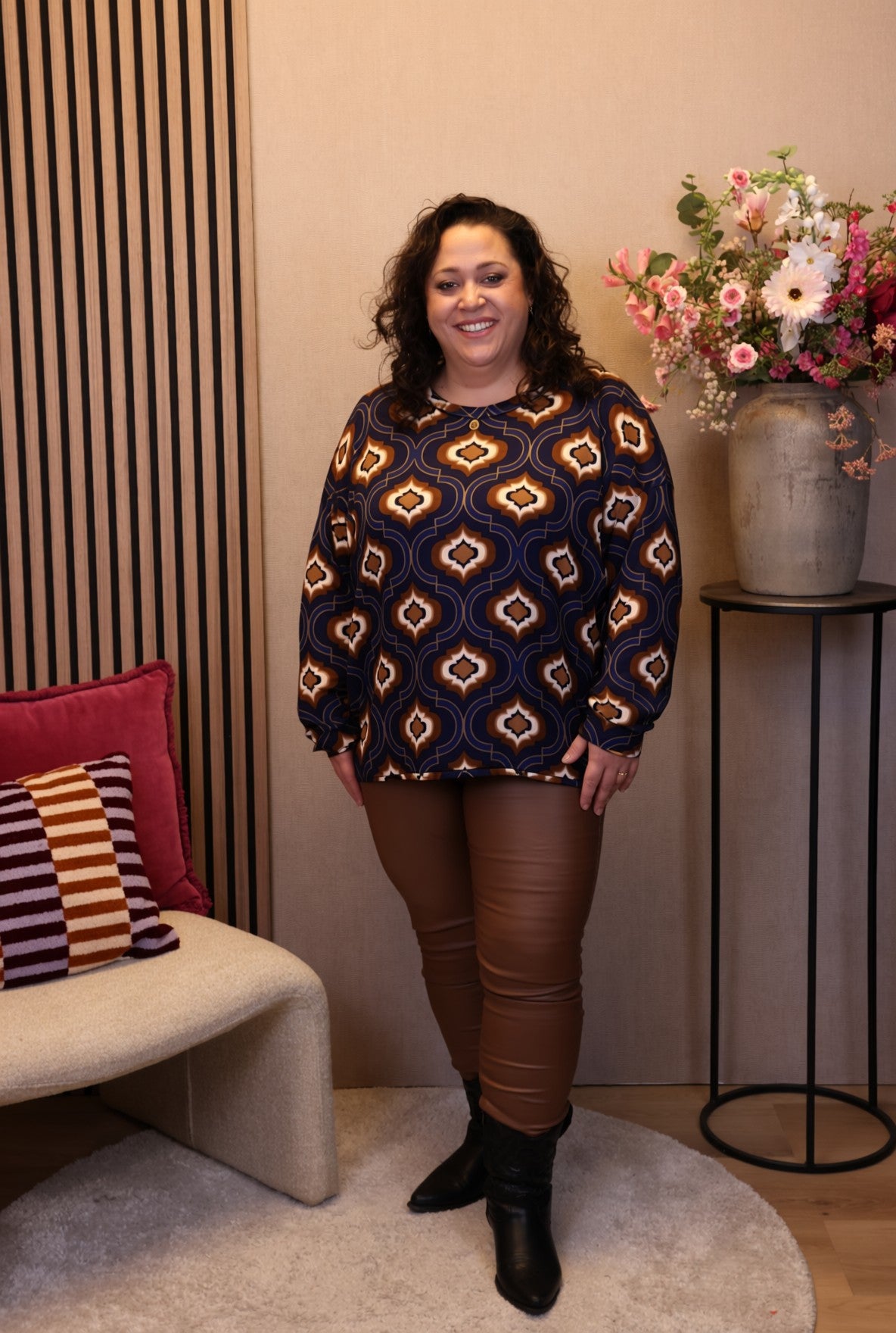 Dora | Bluse schwarz Langarm 52 bis 58