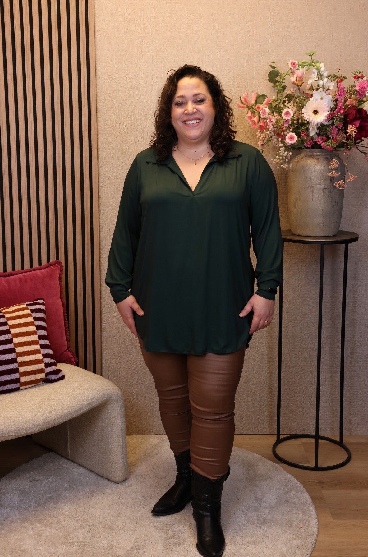 Dora | Bluse schwarz Langarm 52 bis 58