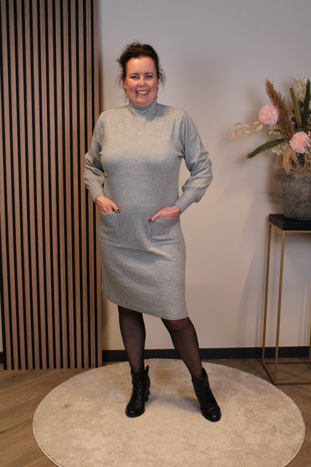 Britt | Blaues Langarmkleid 38 bis 44