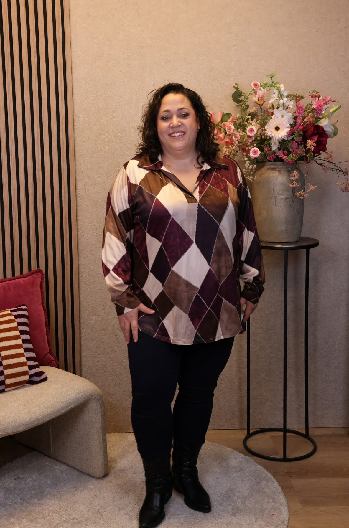 Dora | Bluse schwarz Langarm 52 bis 58