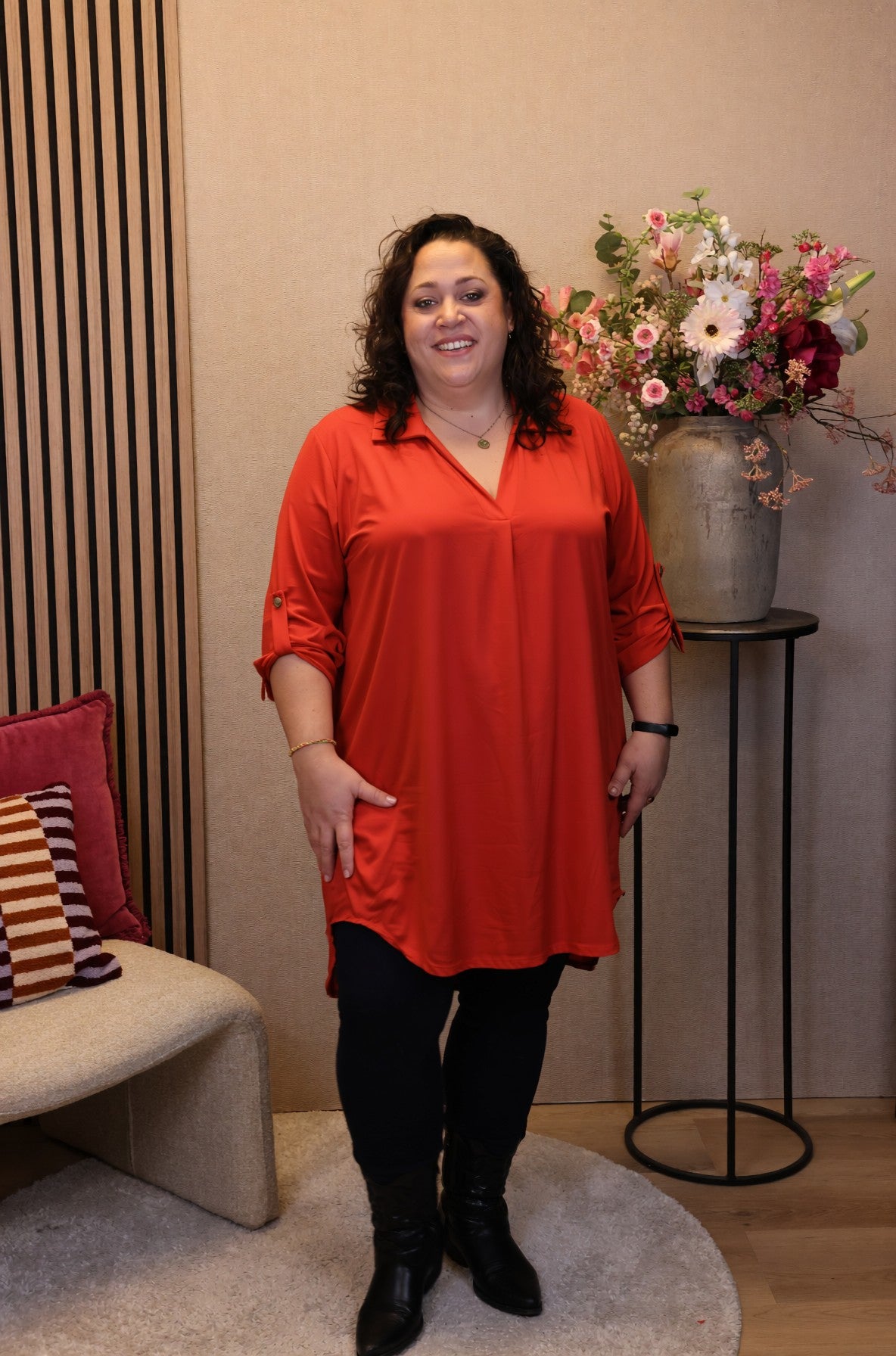 Dora | Bluse schwarz Langarm 52 bis 58