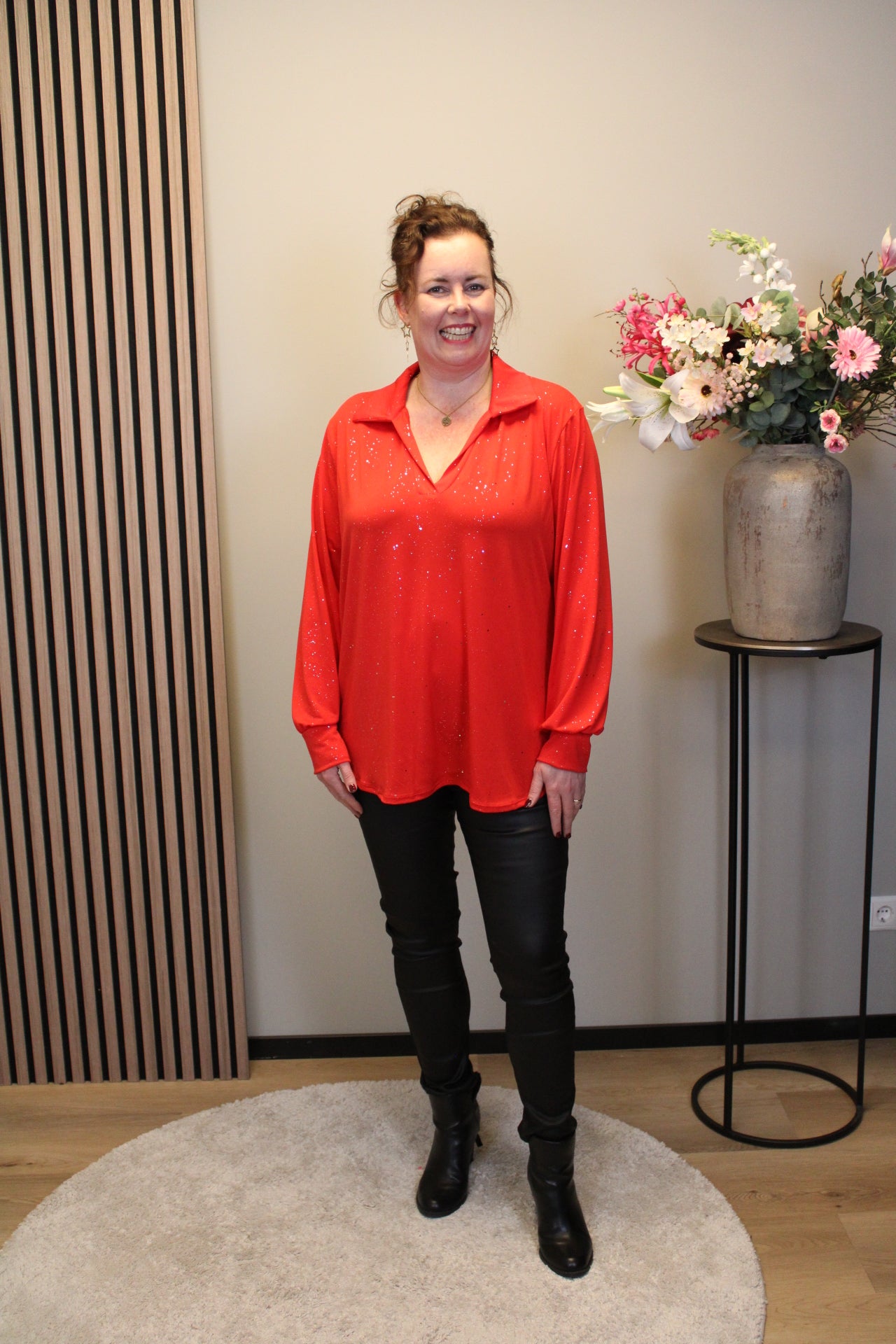 Dora | Bluse schwarz Langarm 52 bis 58