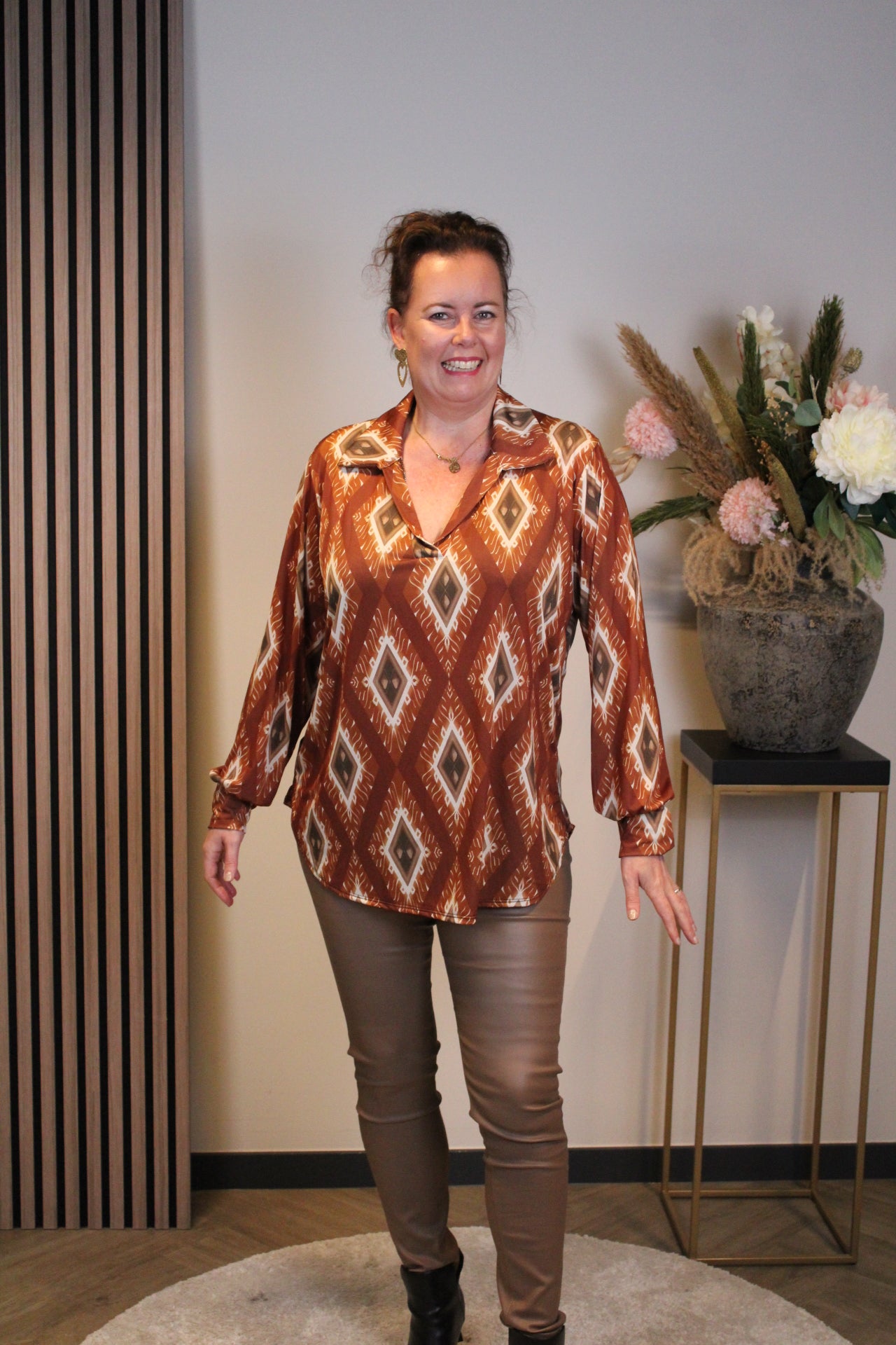 Jill | Blouse met kraagje roest 48 t/m 52