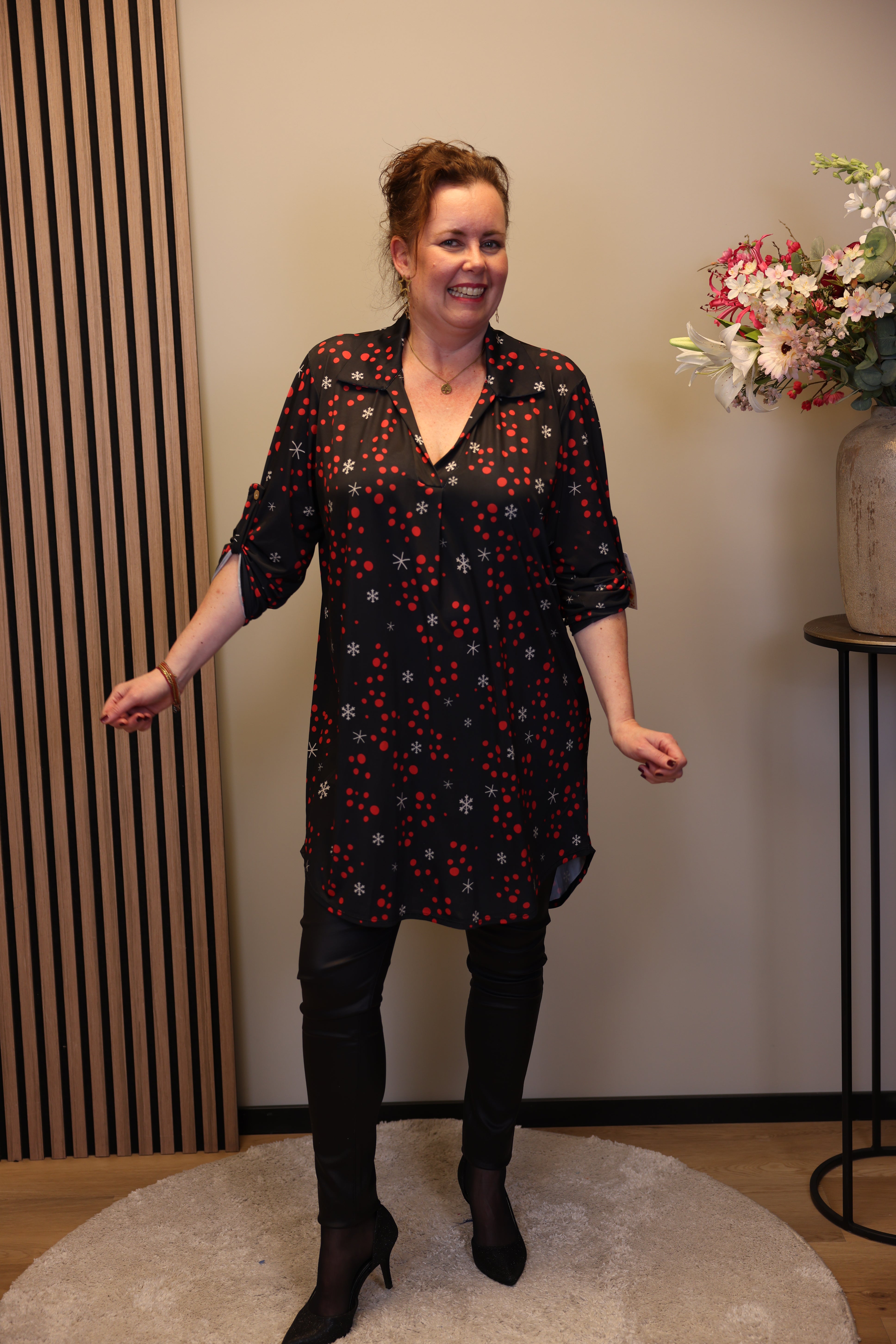 Lana | Blaue Bluse mit Kragen 38 bis 48