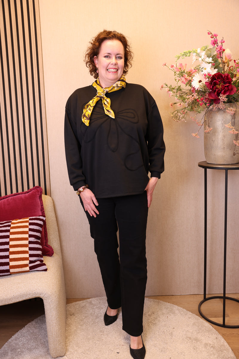 Dora | Bluse schwarz Langarm 52 bis 58