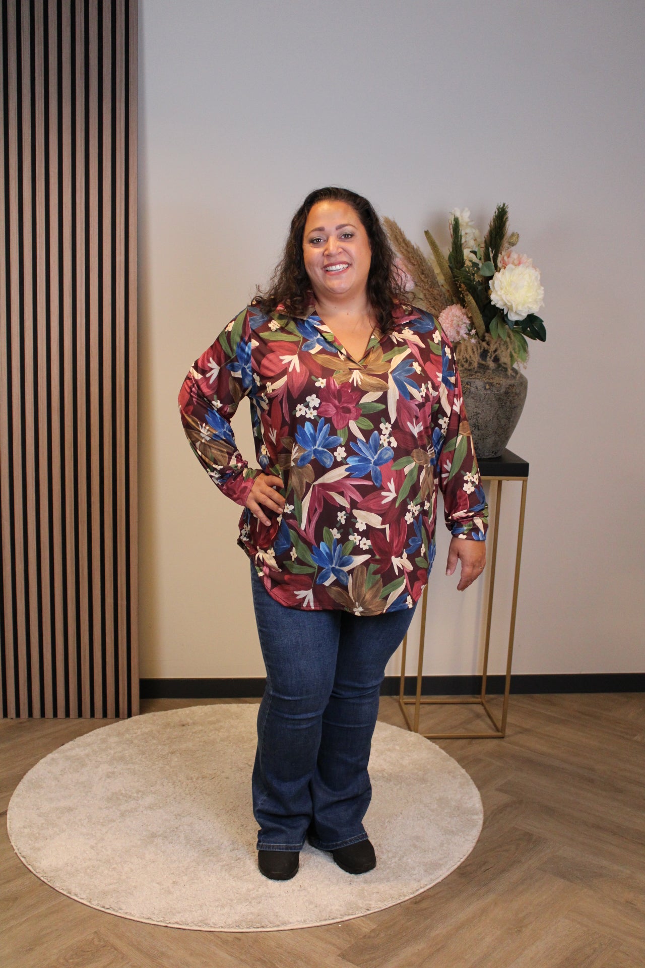 Dora | Bluse schwarz Langarm 52 bis 58