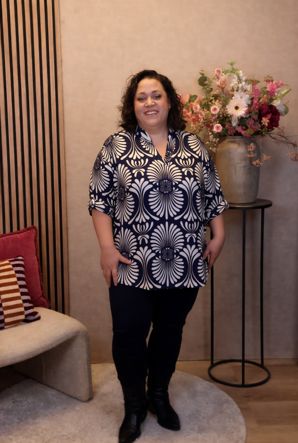 Dora | Bluse schwarz Langarm 52 bis 58