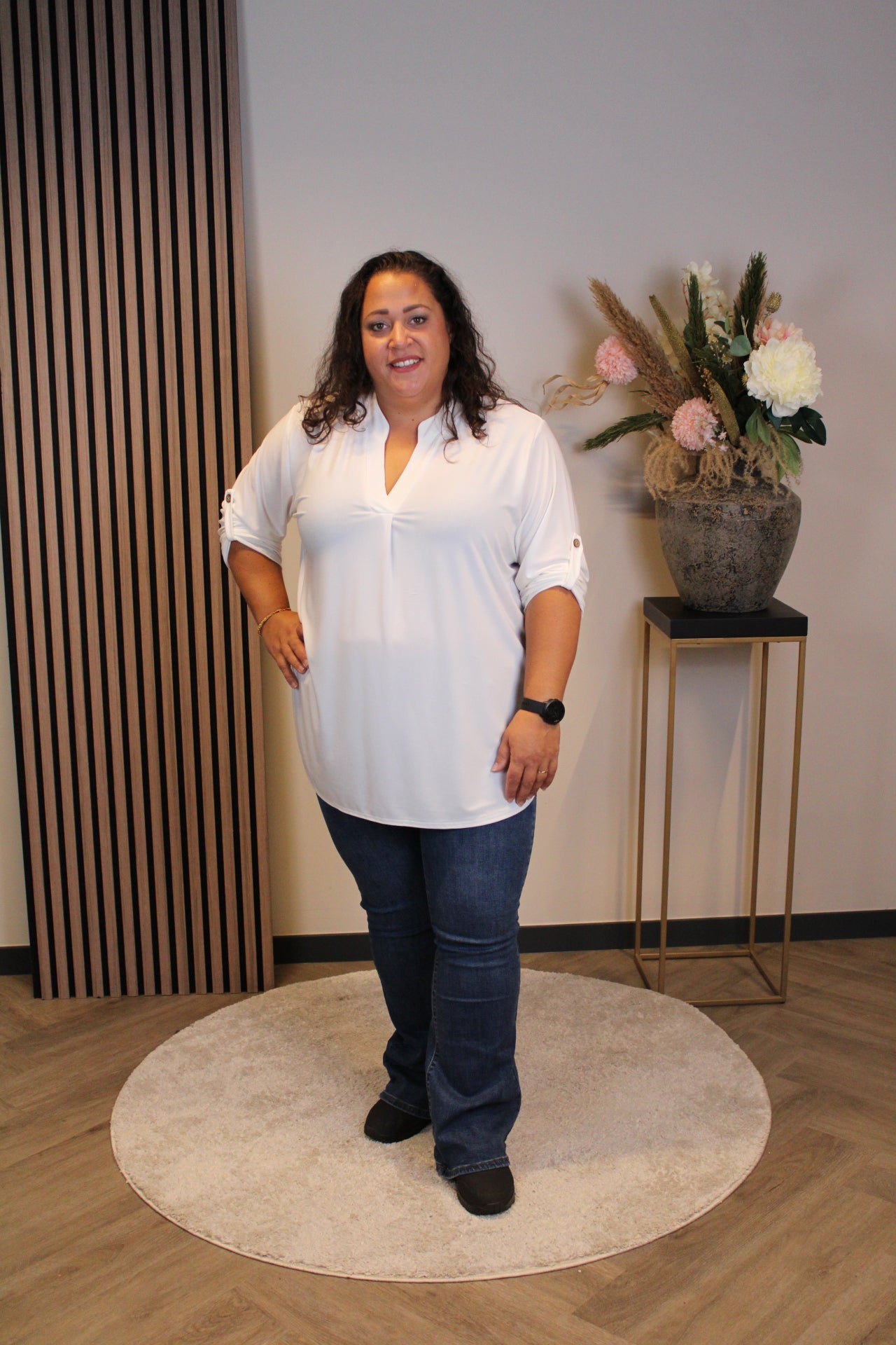 Mara | Bluse weiß Langarm 48 bis 52