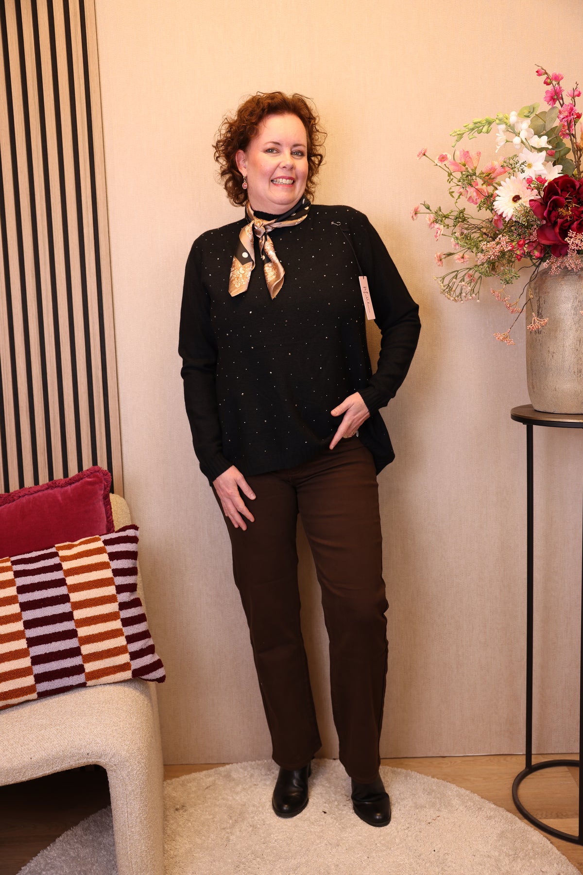 Dora | Bluse schwarz Langarm 52 bis 58
