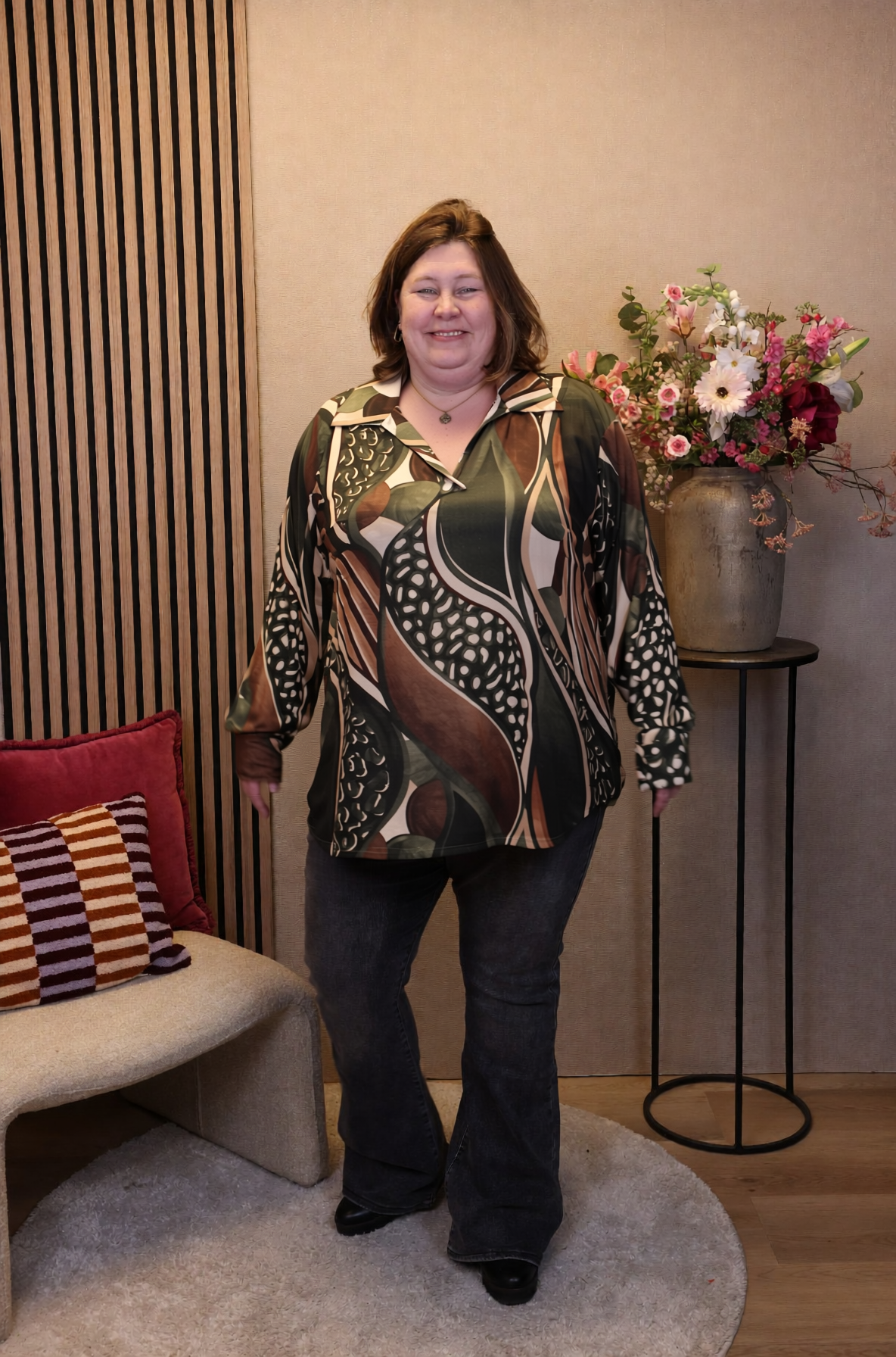 Dora | Bluse schwarz Langarm 52 bis 58