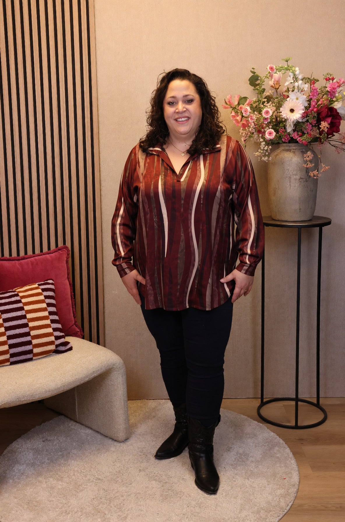 Dora | Bluse schwarz Langarm 52 bis 58