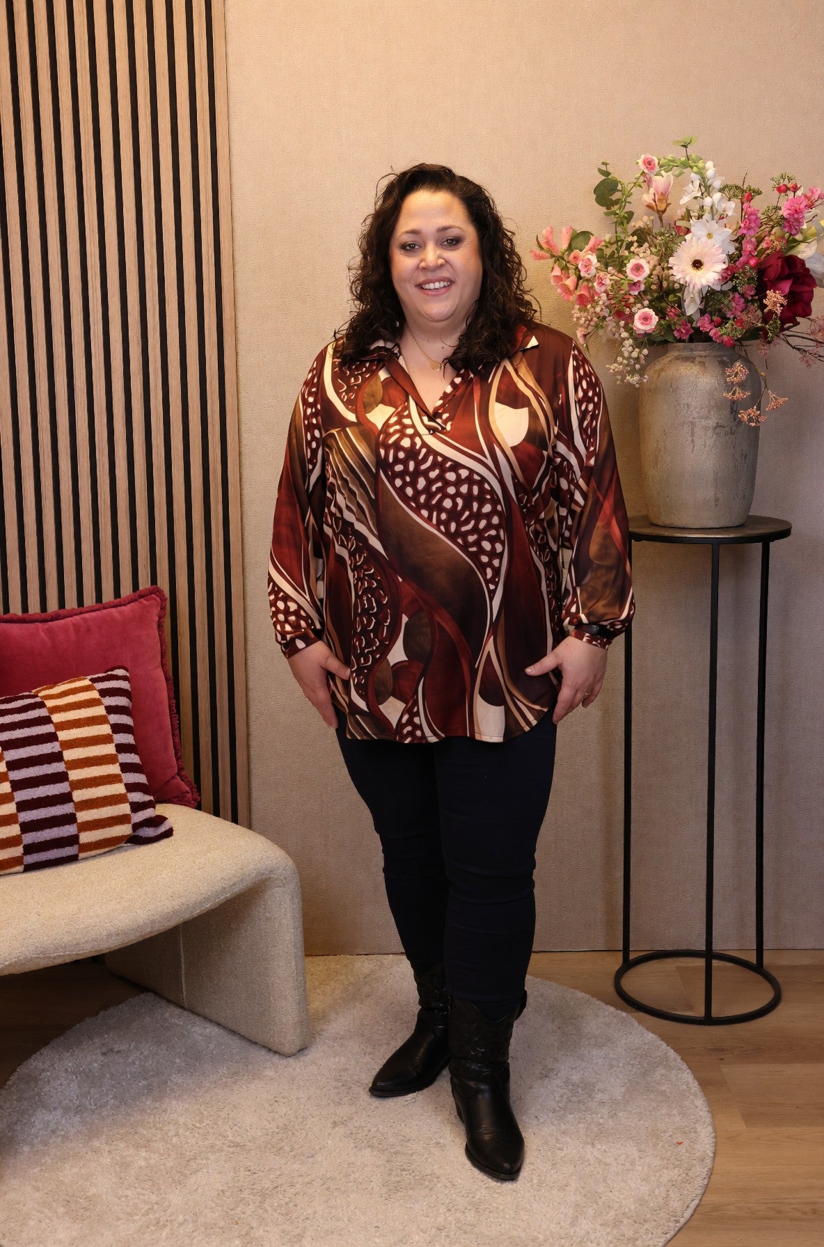 Dora | Bluse schwarz Langarm 52 bis 58